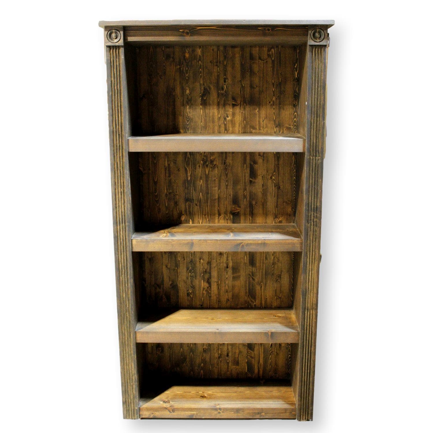 Dark Pine 3 Shelf Bookshelf - Smoky Finish - Image 1