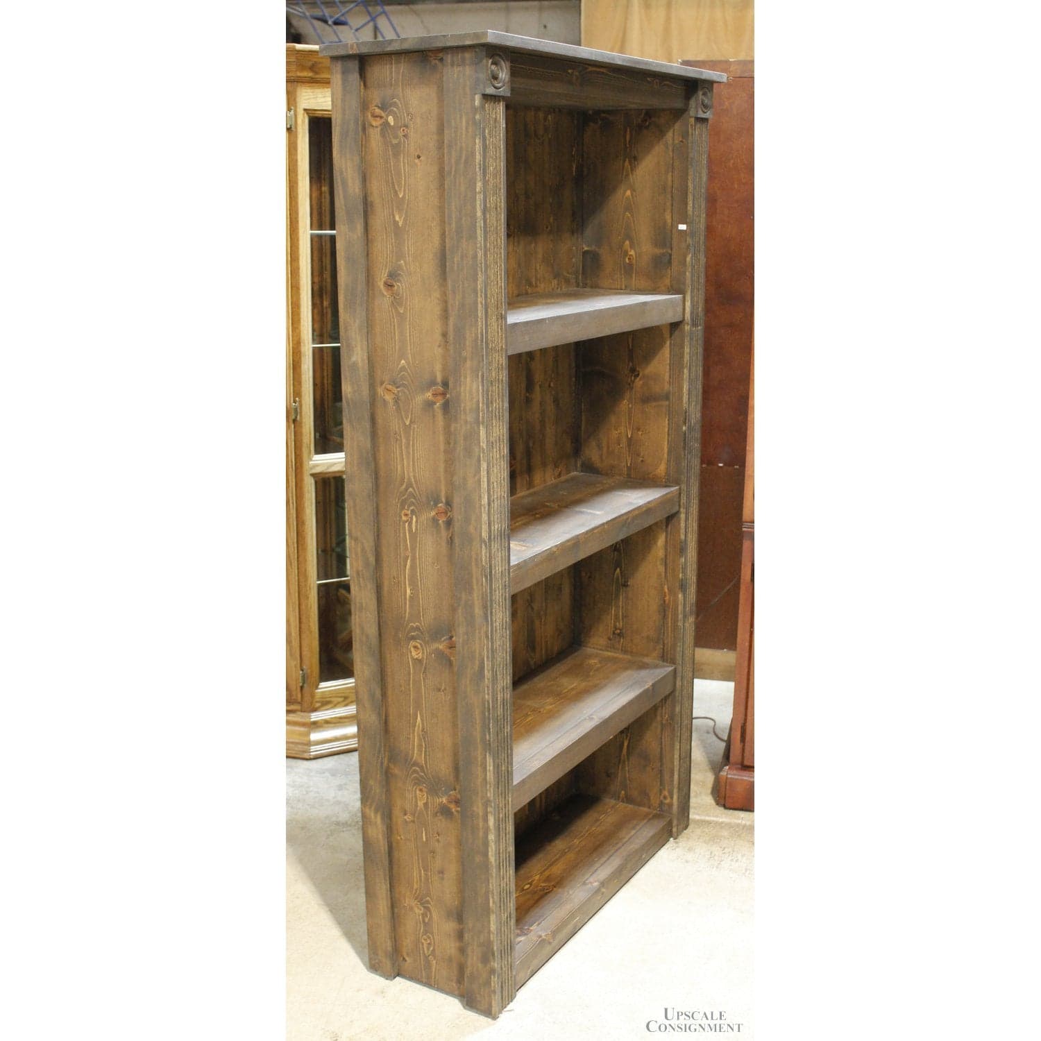 Dark Pine 3 Shelf Bookshelf - Smoky Finish - Thumbnail 2