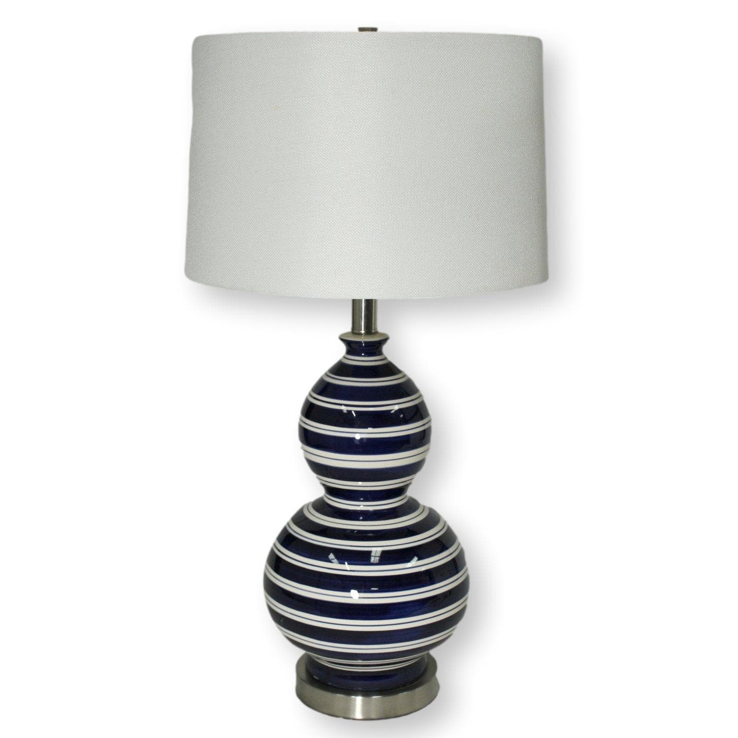 Blue & White Striped Ceramic Table Lamp - Thumbnail 2