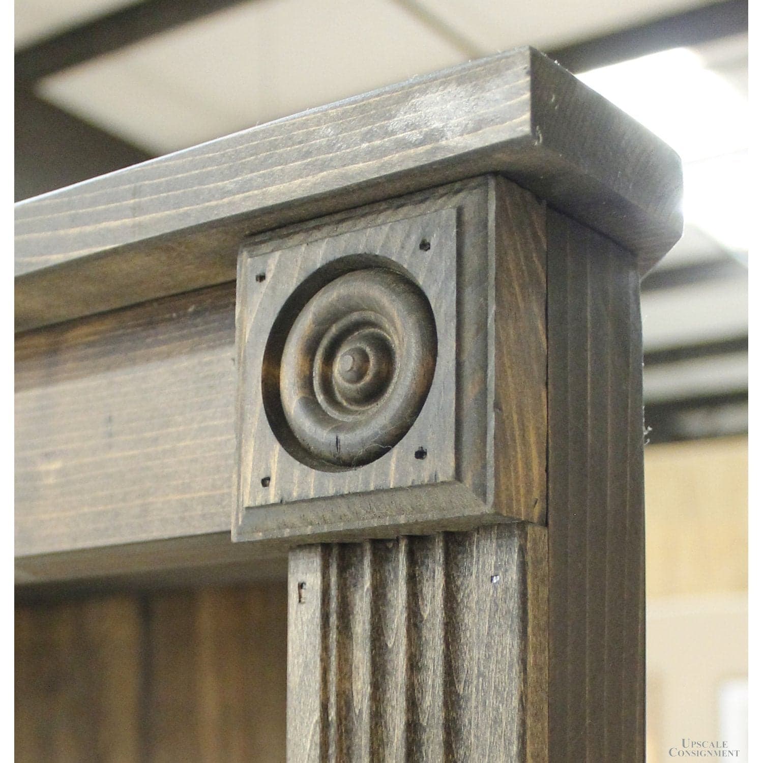 Dark Pine Corner Bookshelf - Smoky Finish - Thumbnail 3