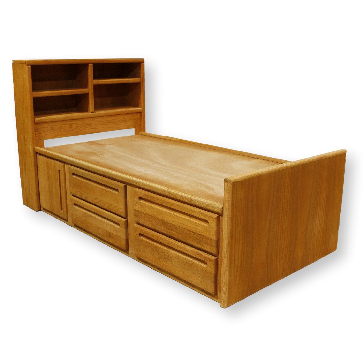 Oak Twin Captain's Bed W/Drawers - Image 1