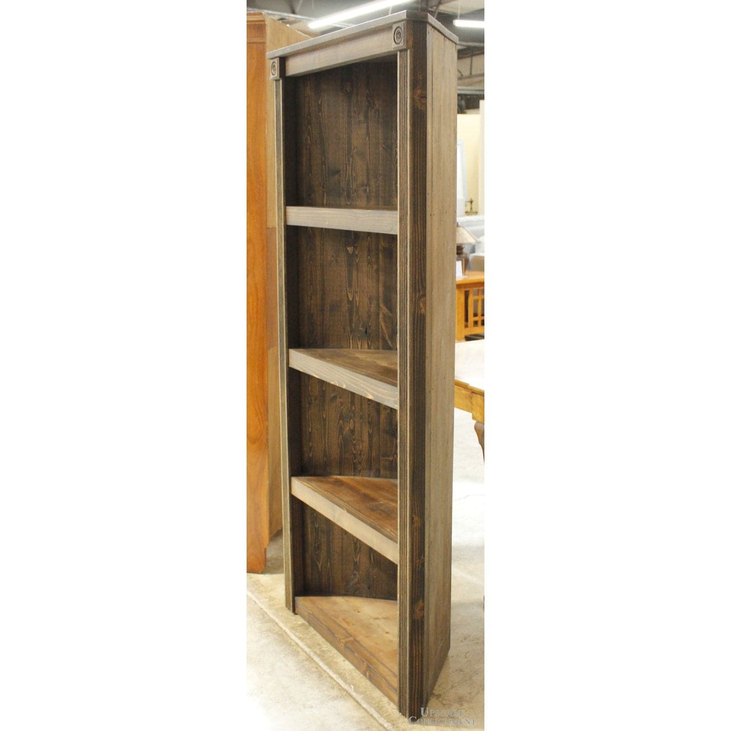 Dark Pine Corner Bookshelf - Smoky Finish - Thumbnail 2
