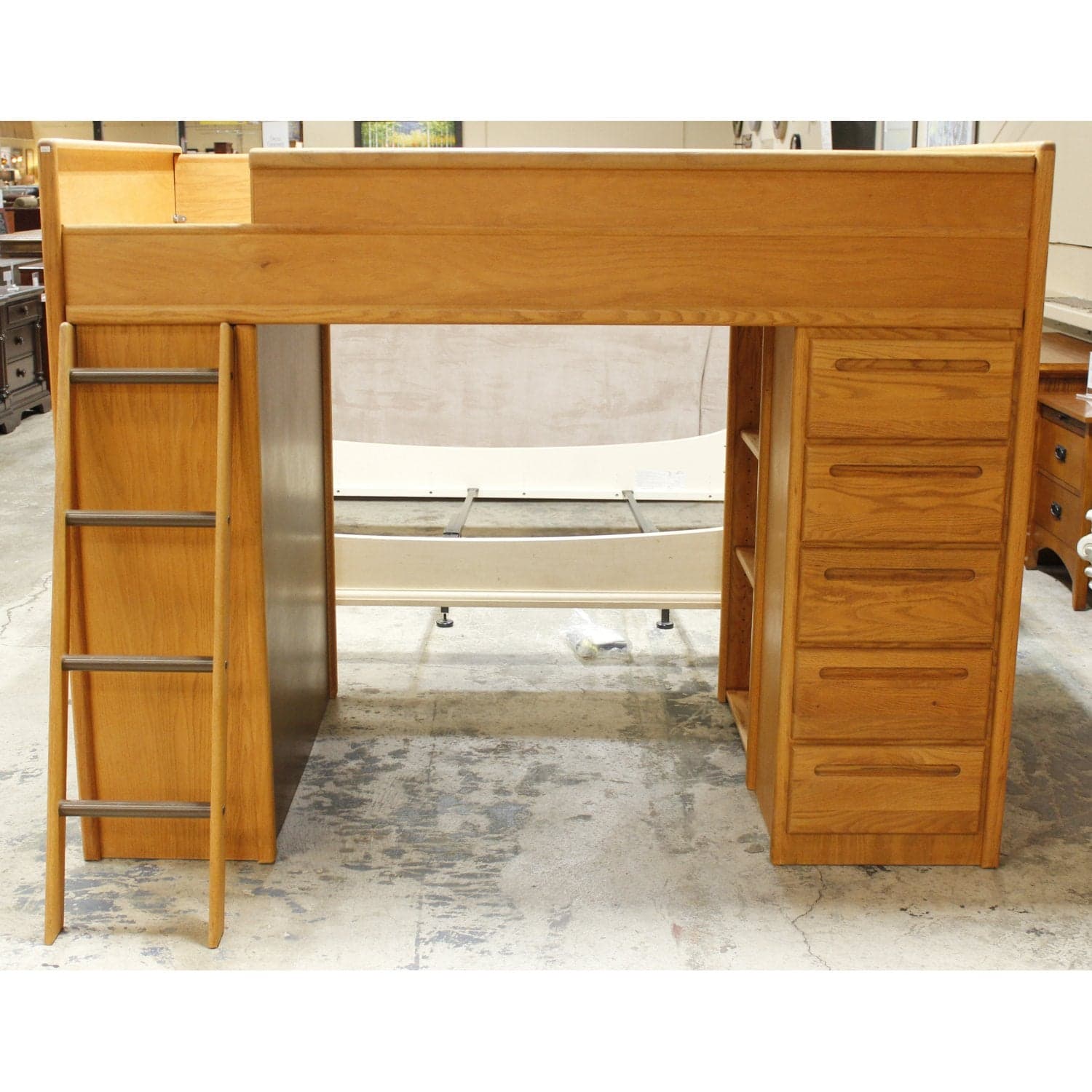 Oak Loft Bunk Bed w/Desk & Chair - Thumbnail 4
