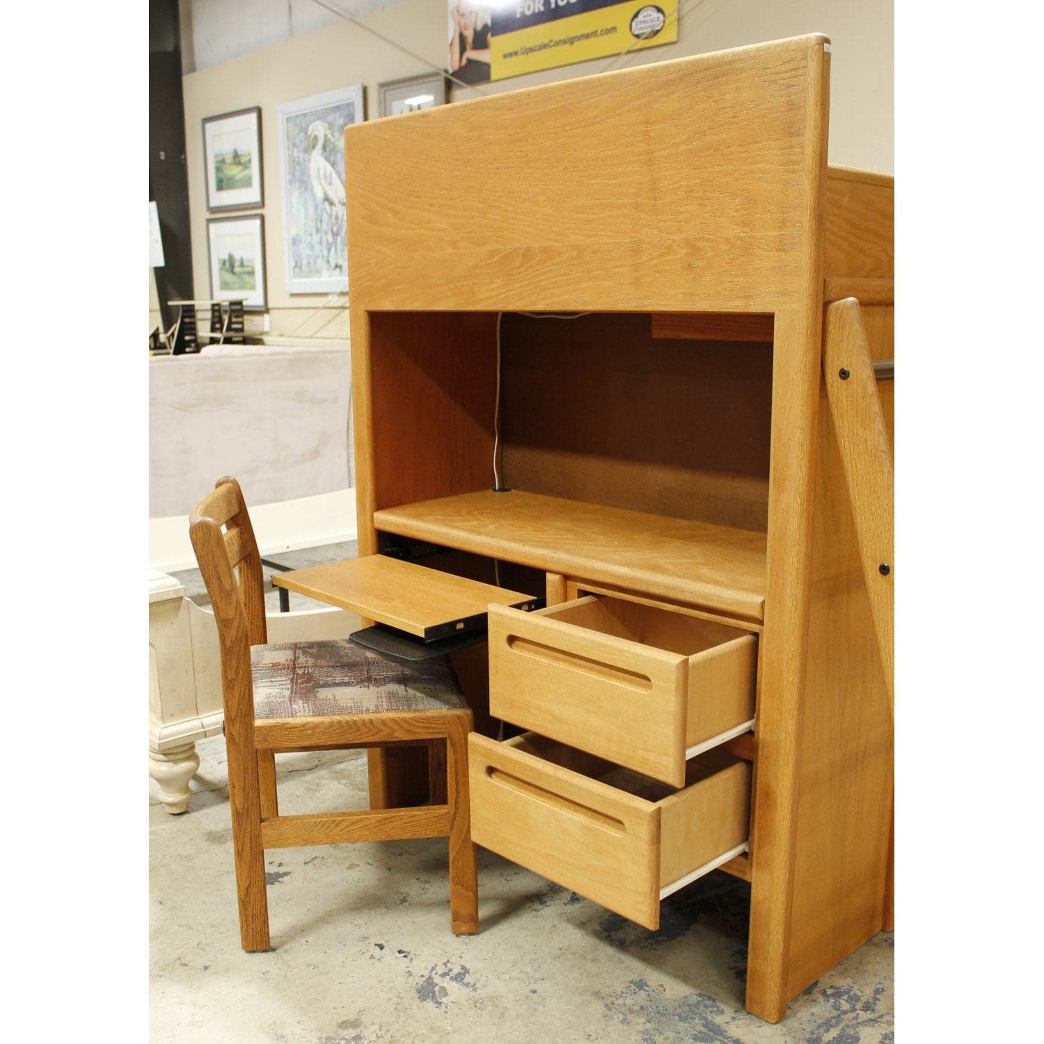 Oak Loft Bunk Bed w/Desk & Chair - Thumbnail 3