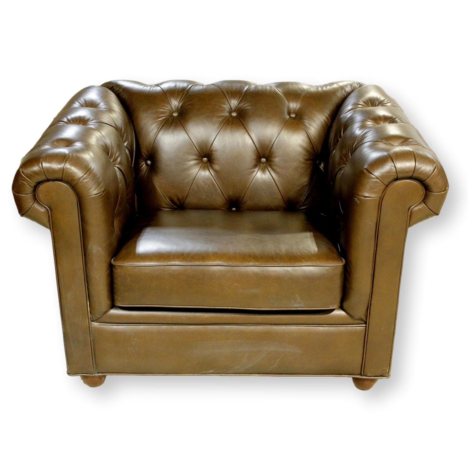 Pottery Barn Brown Leather Chesterfield Club Chair - Brown - Image 1