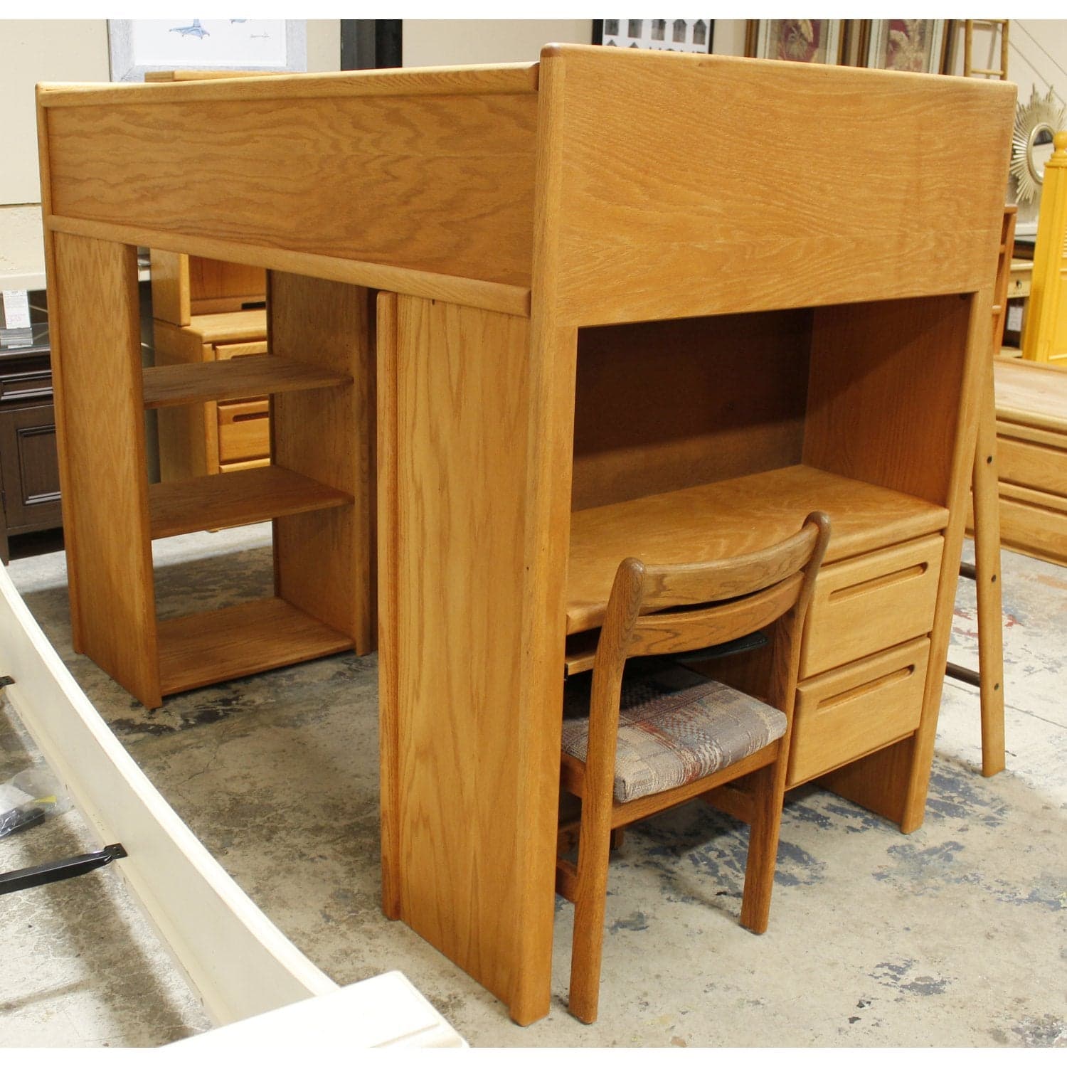 Oak Loft Bunk Bed w/Desk & Chair - Thumbnail 9