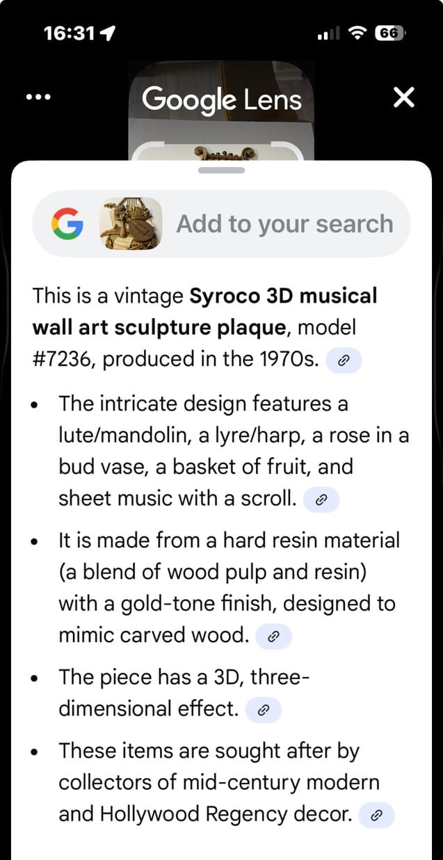 Vintage Musical Wall Art Plaque with Instruments and Sheet Music - Thumbnail 7