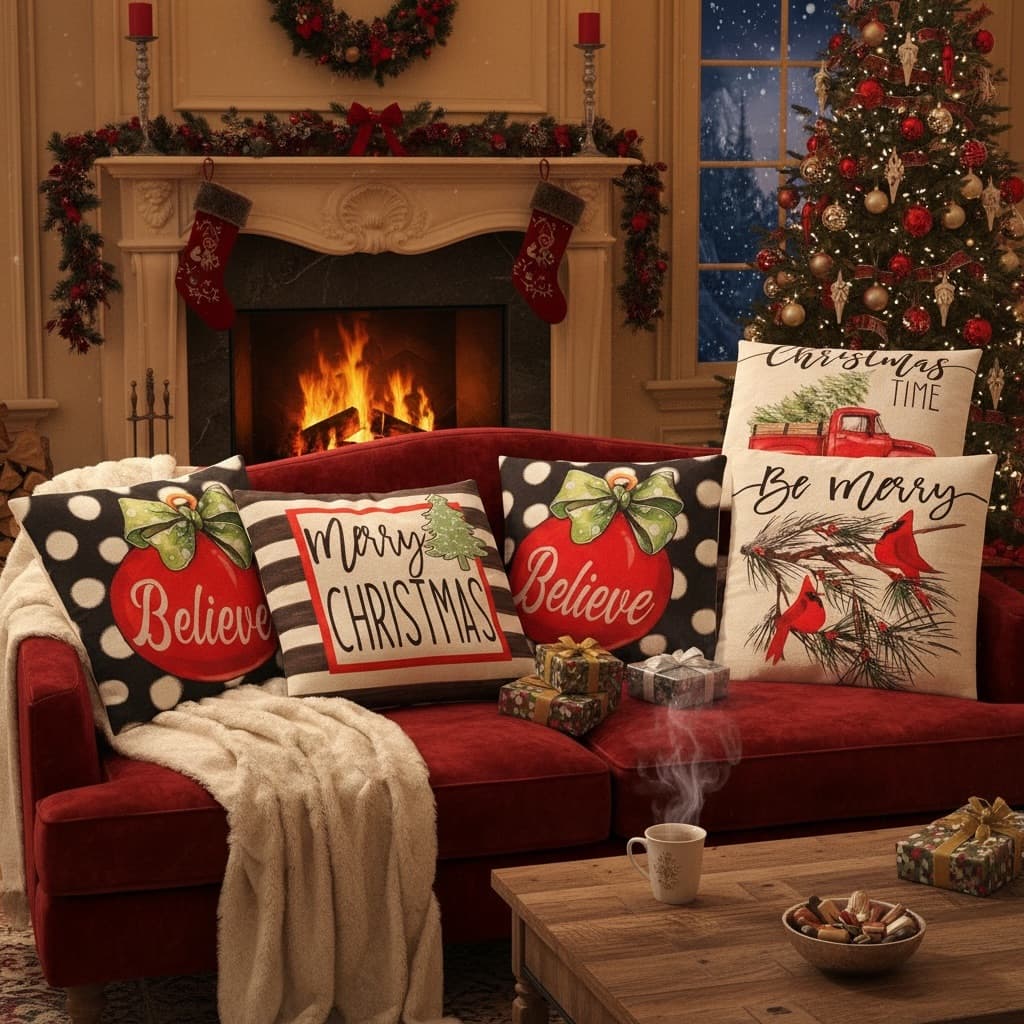 Christmas Pillow Case Set - 4 Designs - Holiday Decor - Thumbnail 9