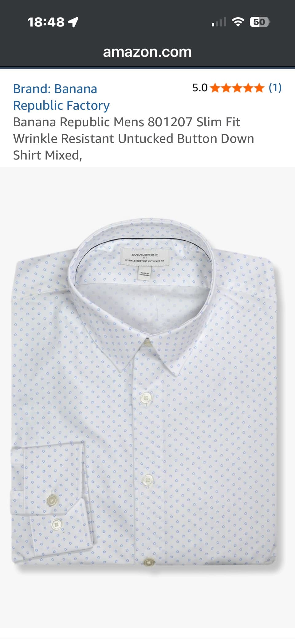 Banana Republic Mens 801207 Slim Fit Untucked Button Down Shirt - Thumbnail 5