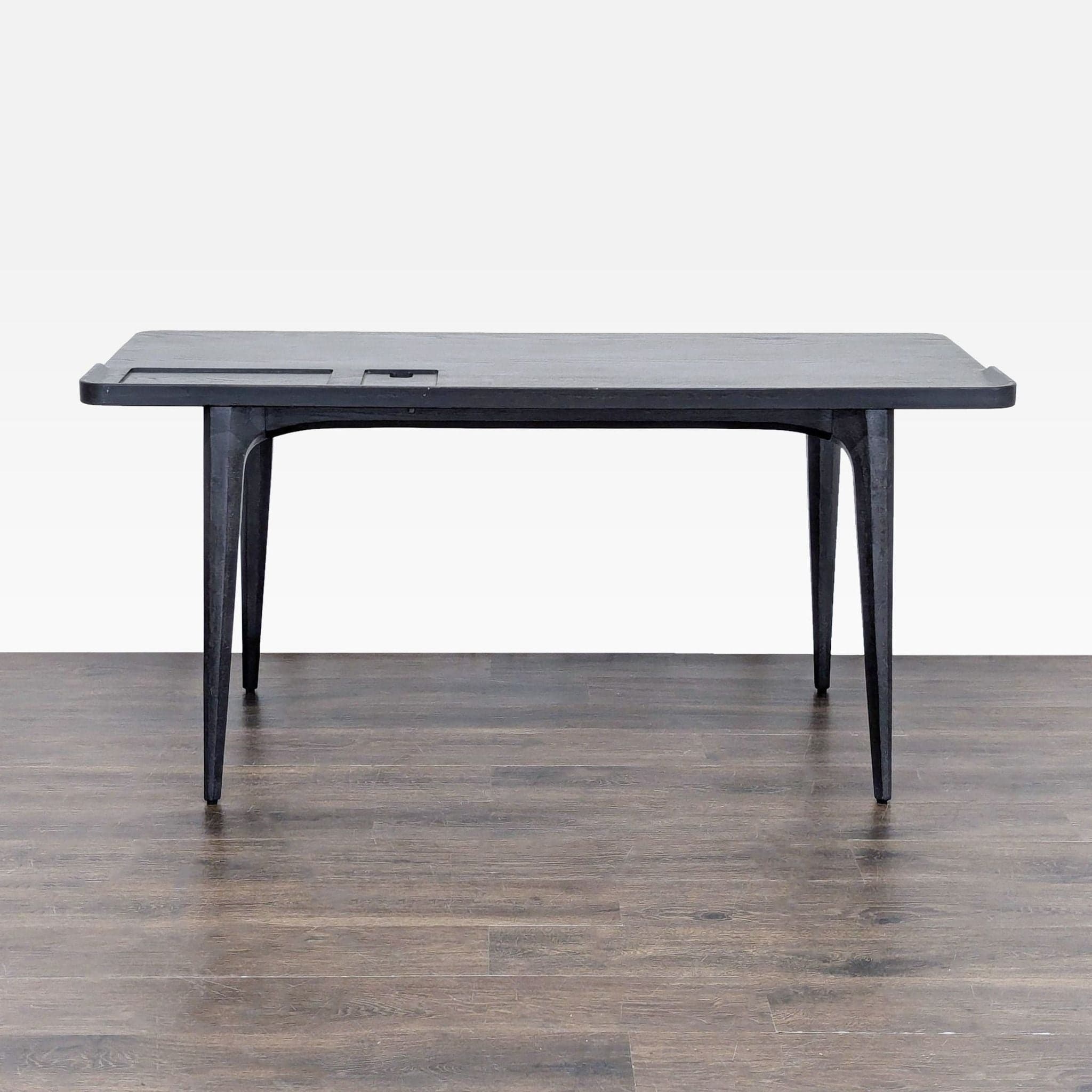 Modern Black Wood Desk with Clean Lines and Raised Edge - Thumbnail 4