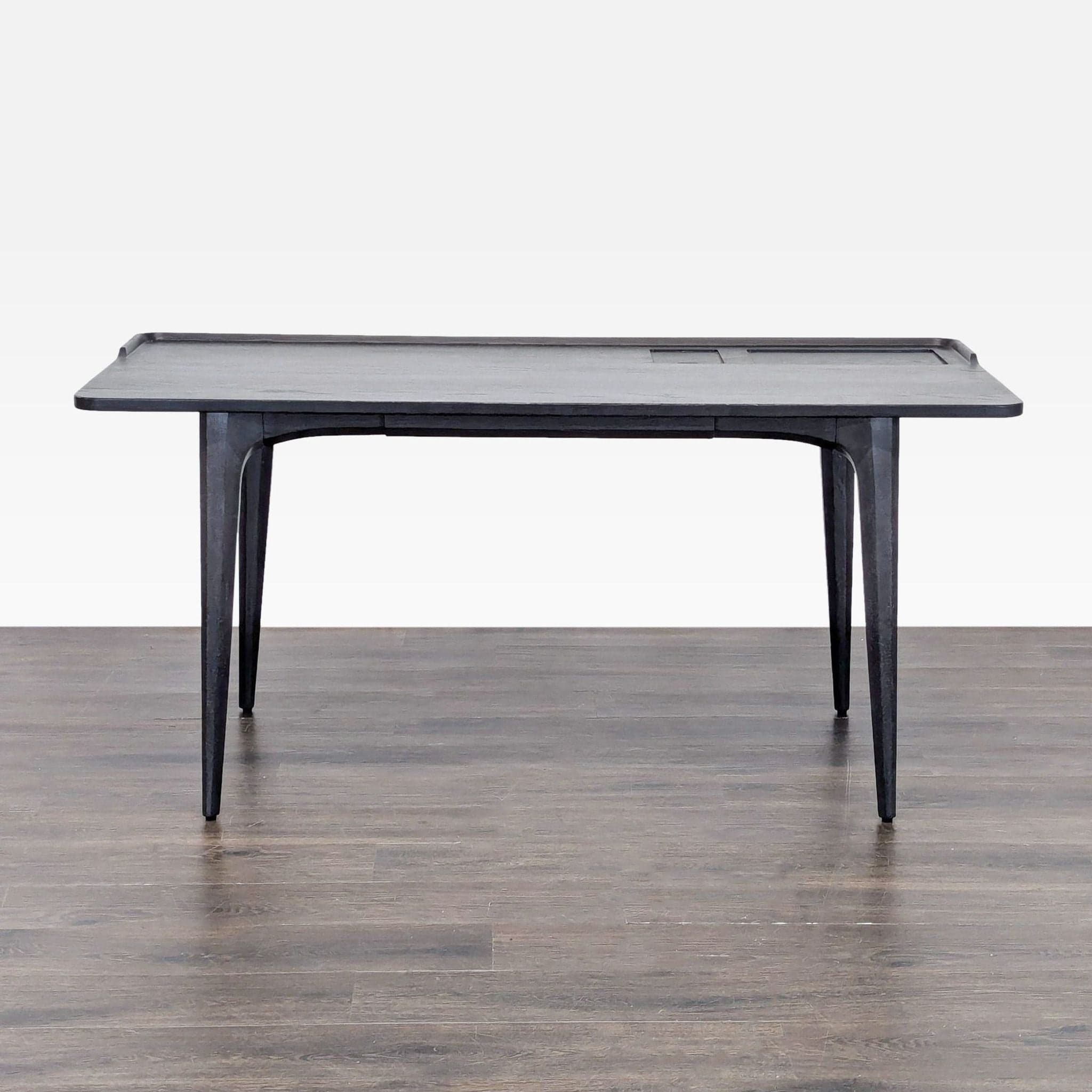 Modern Black Wood Desk with Clean Lines and Raised Edge - Image 1