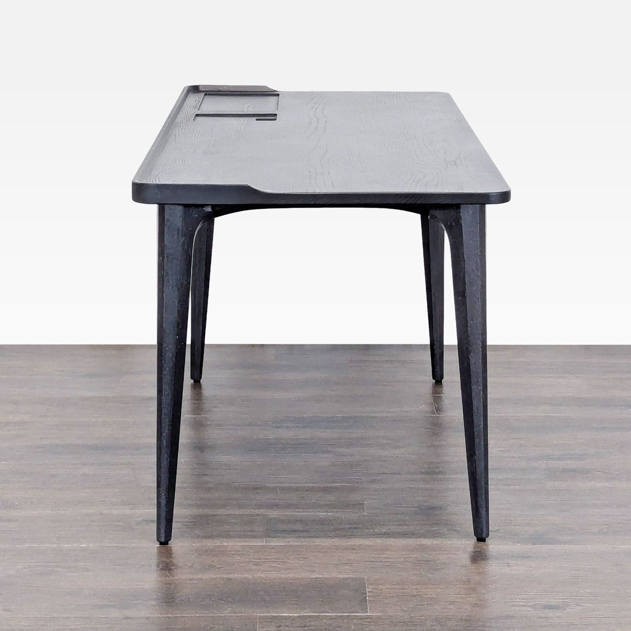 Modern Black Wood Desk with Clean Lines and Raised Edge - Thumbnail 3