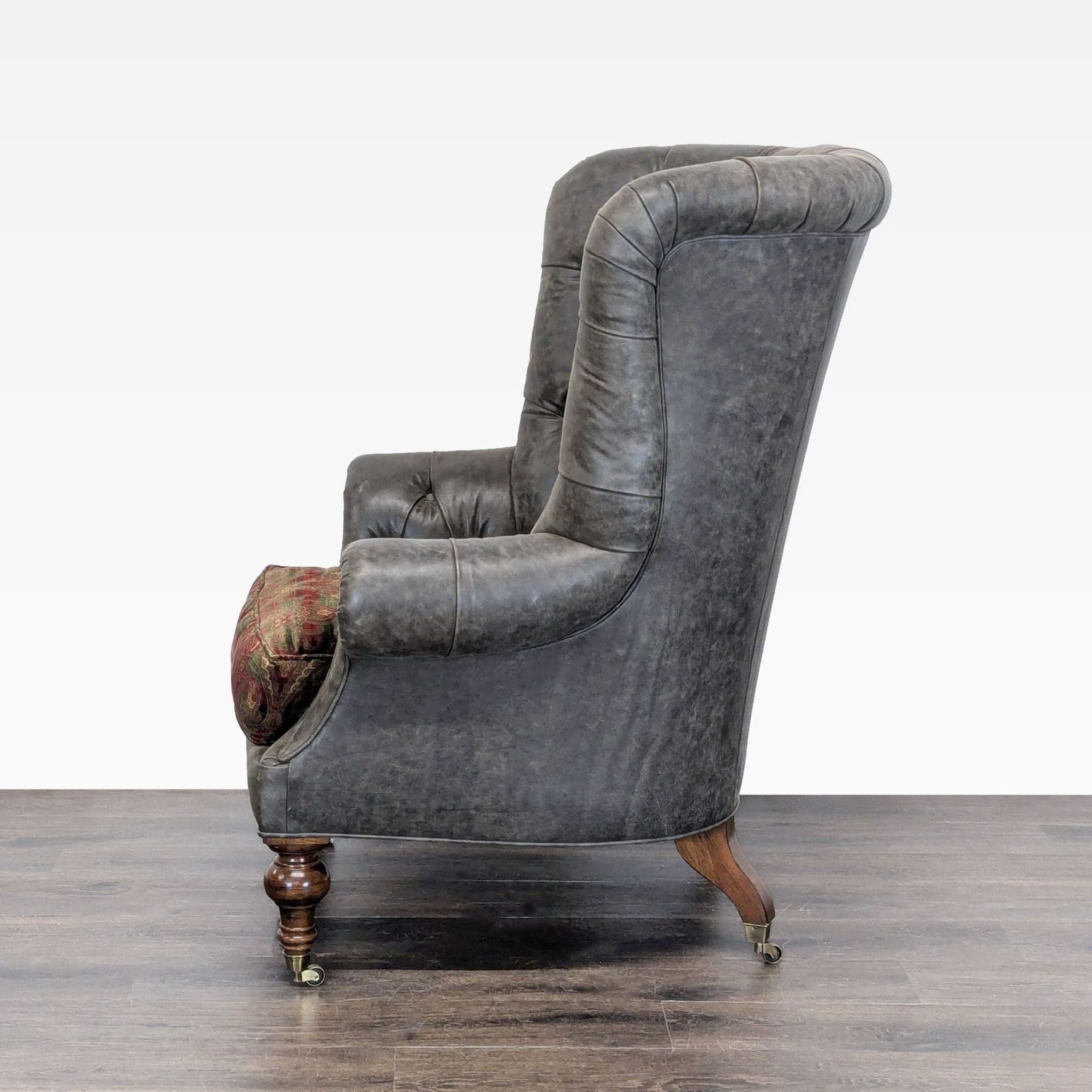 Lillian August Tufted Leather & Fabric Club Chair - Thumbnail 6