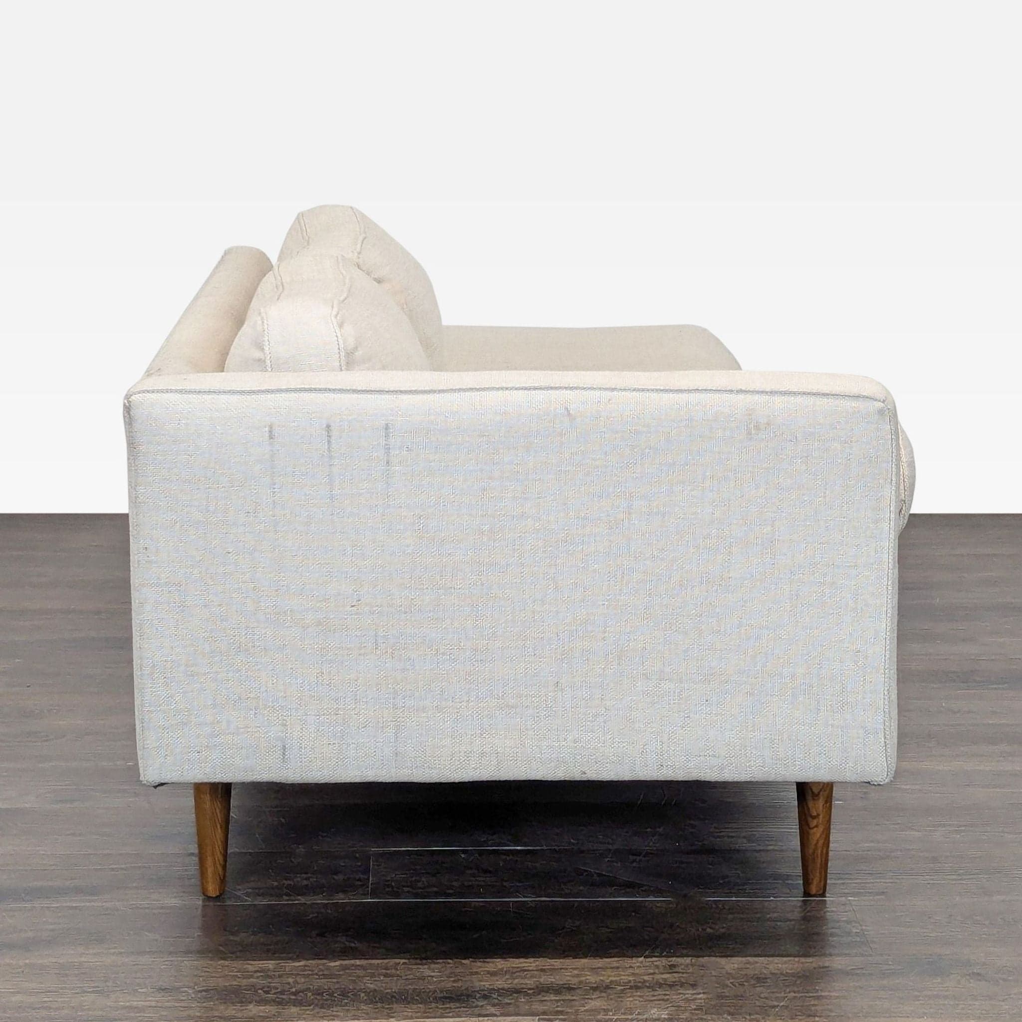 West Elm Monroe Modern Light Beige Chaise Sofa with Bolster Pillow - Thumbnail 3