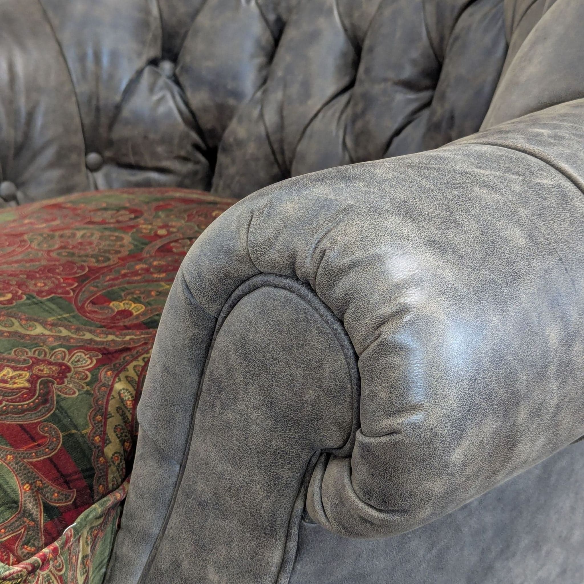 Lillian August Tufted Leather & Fabric Club Chair - Thumbnail 3