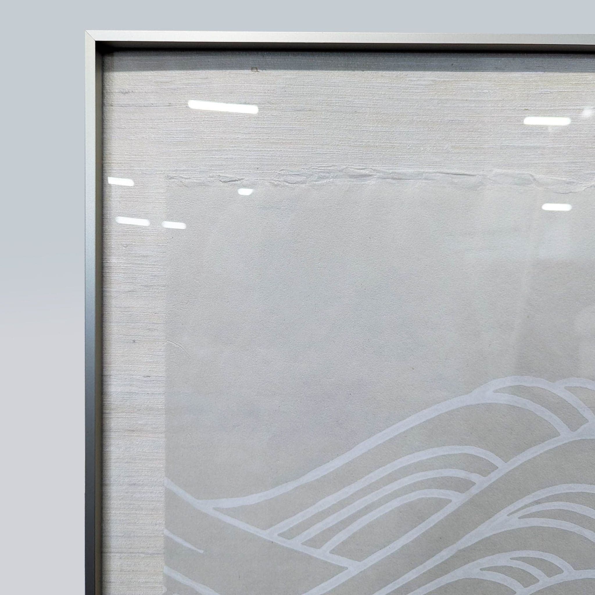 Framed Minimalist Japanese Wave Print on Silk Paper - Thumbnail 5