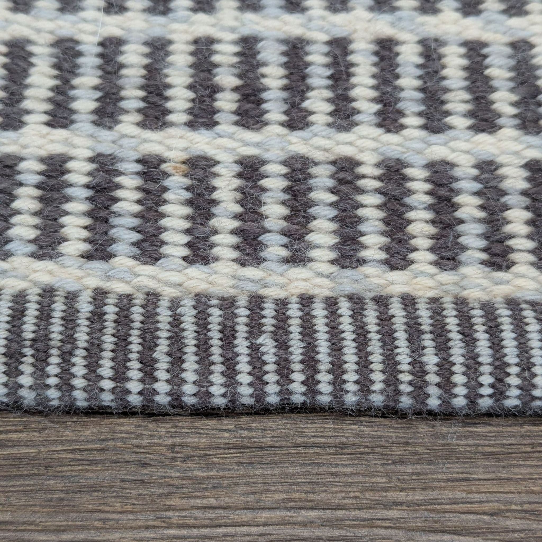 Extra Large Modern Black and White Striped19’3” x 16’2” Flatweave Wool Rug - Thumbnail 2