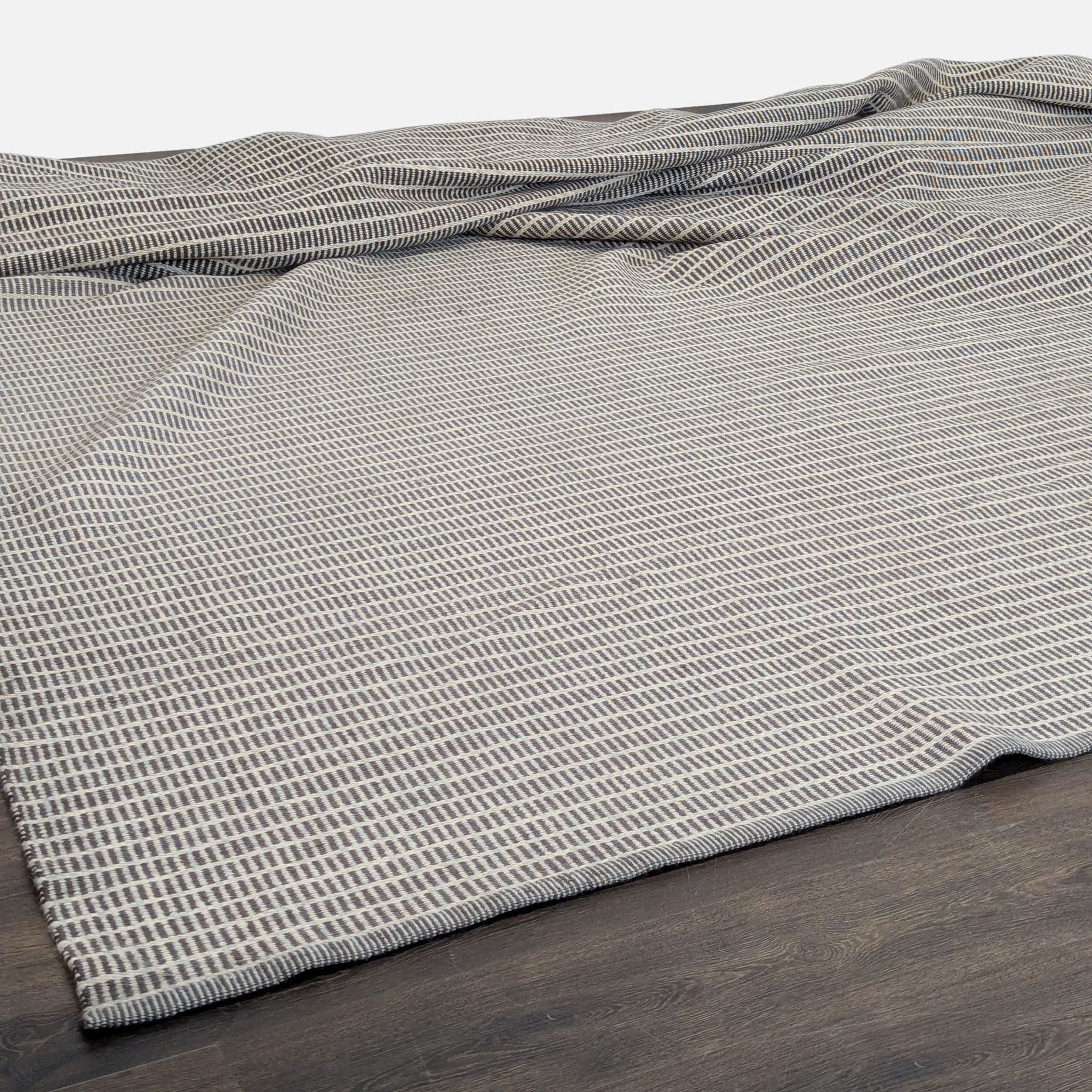 Extra Large Modern Black and White Striped19’3” x 16’2” Flatweave Wool Rug - Thumbnail 5