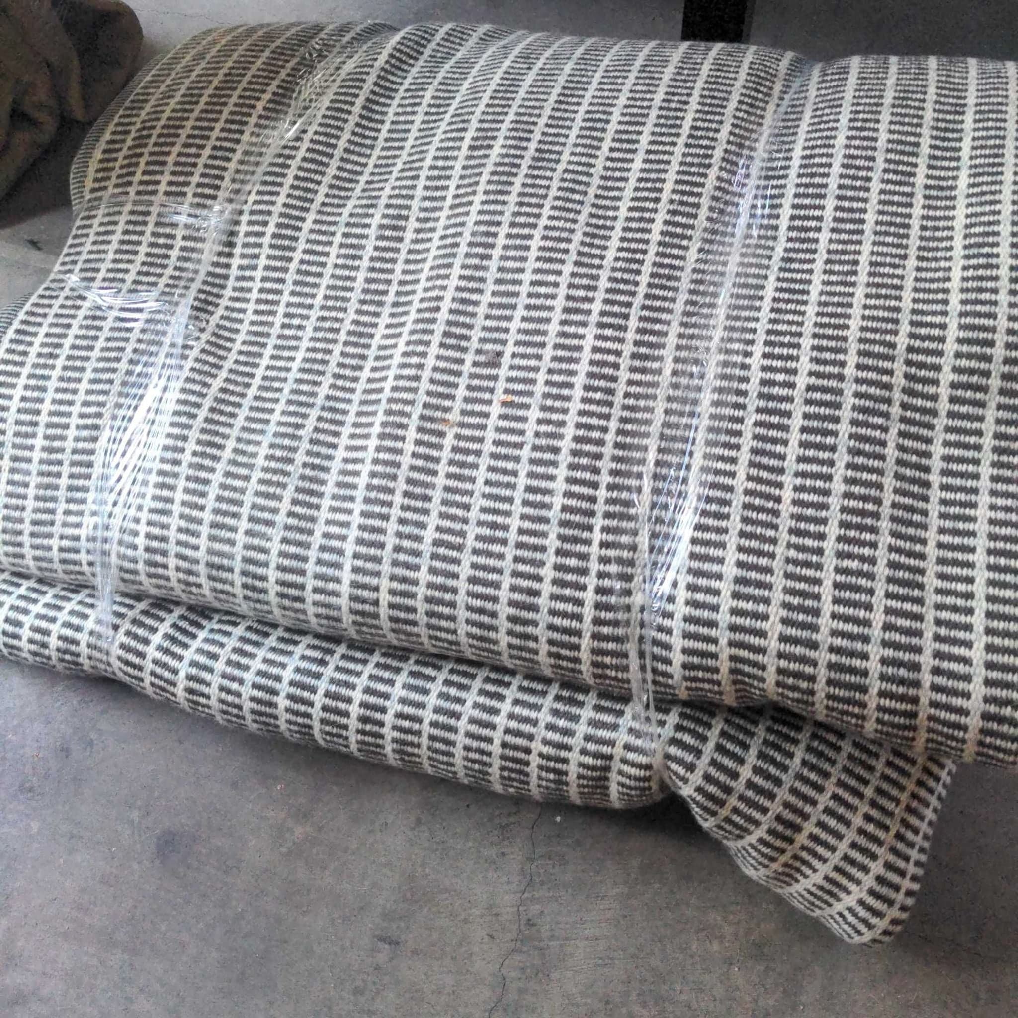 Extra Large Modern Black and White Striped19’3” x 16’2” Flatweave Wool Rug - Thumbnail 8