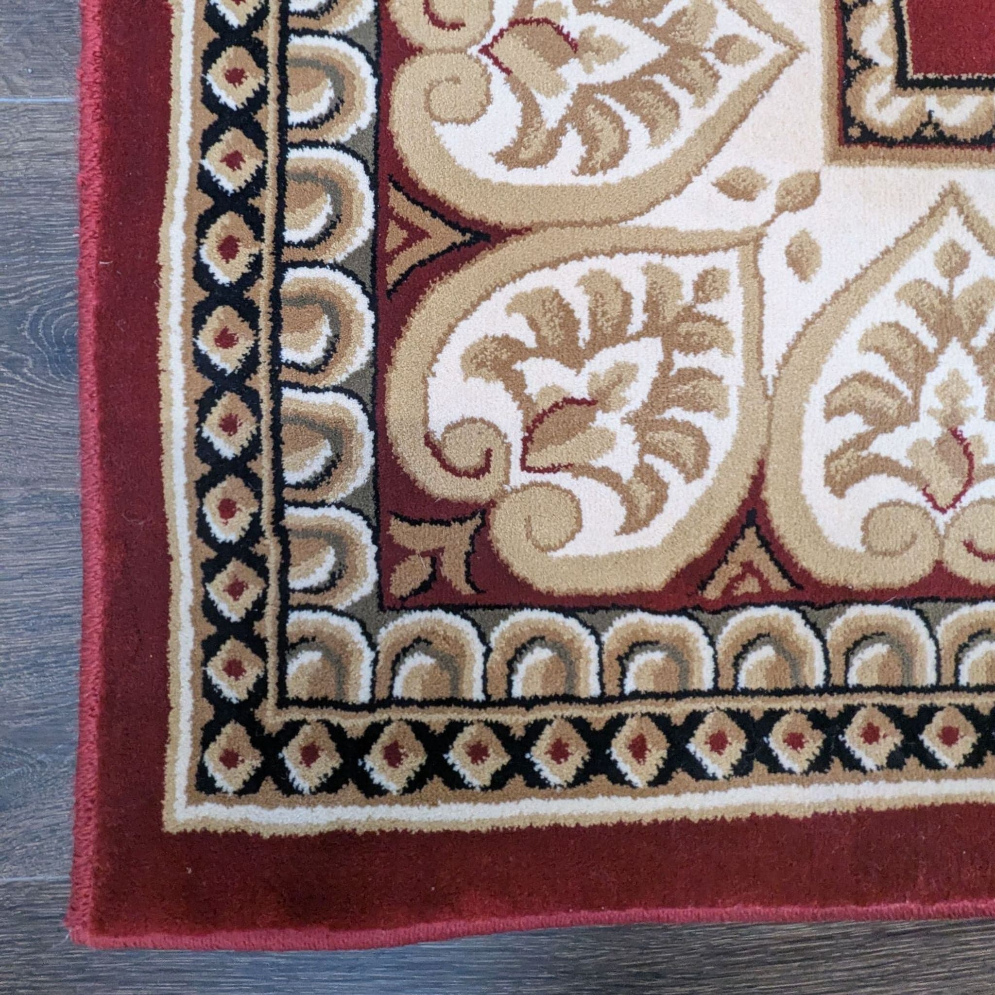 Red Fleur De Lis Sapphire Collection Rug, 7'10" x 11'2" - Thumbnail 2