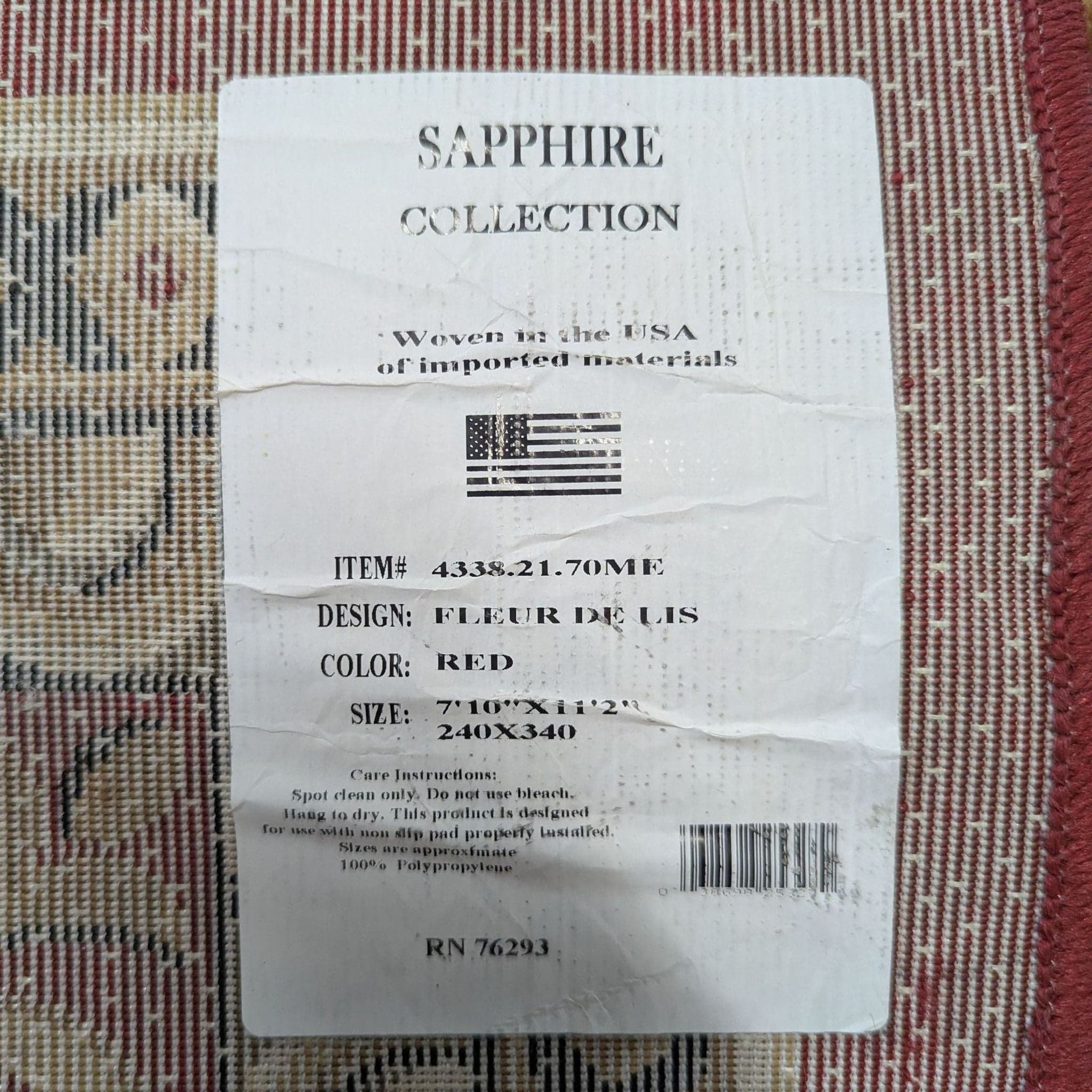 Red Fleur De Lis Sapphire Collection Rug, 7'10" x 11'2" - Thumbnail 4