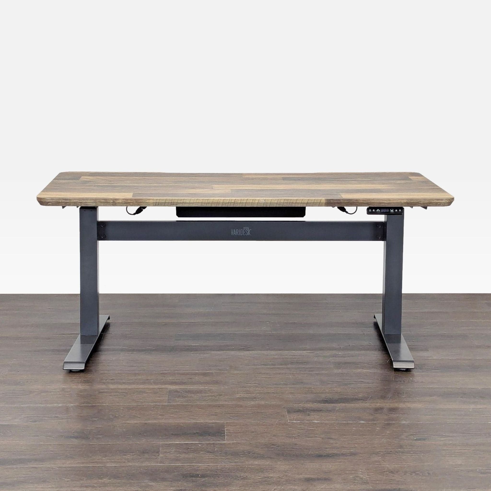 Varidesk Electric Adjustable Height Standing Desk with Wood Finish Top - Image 1