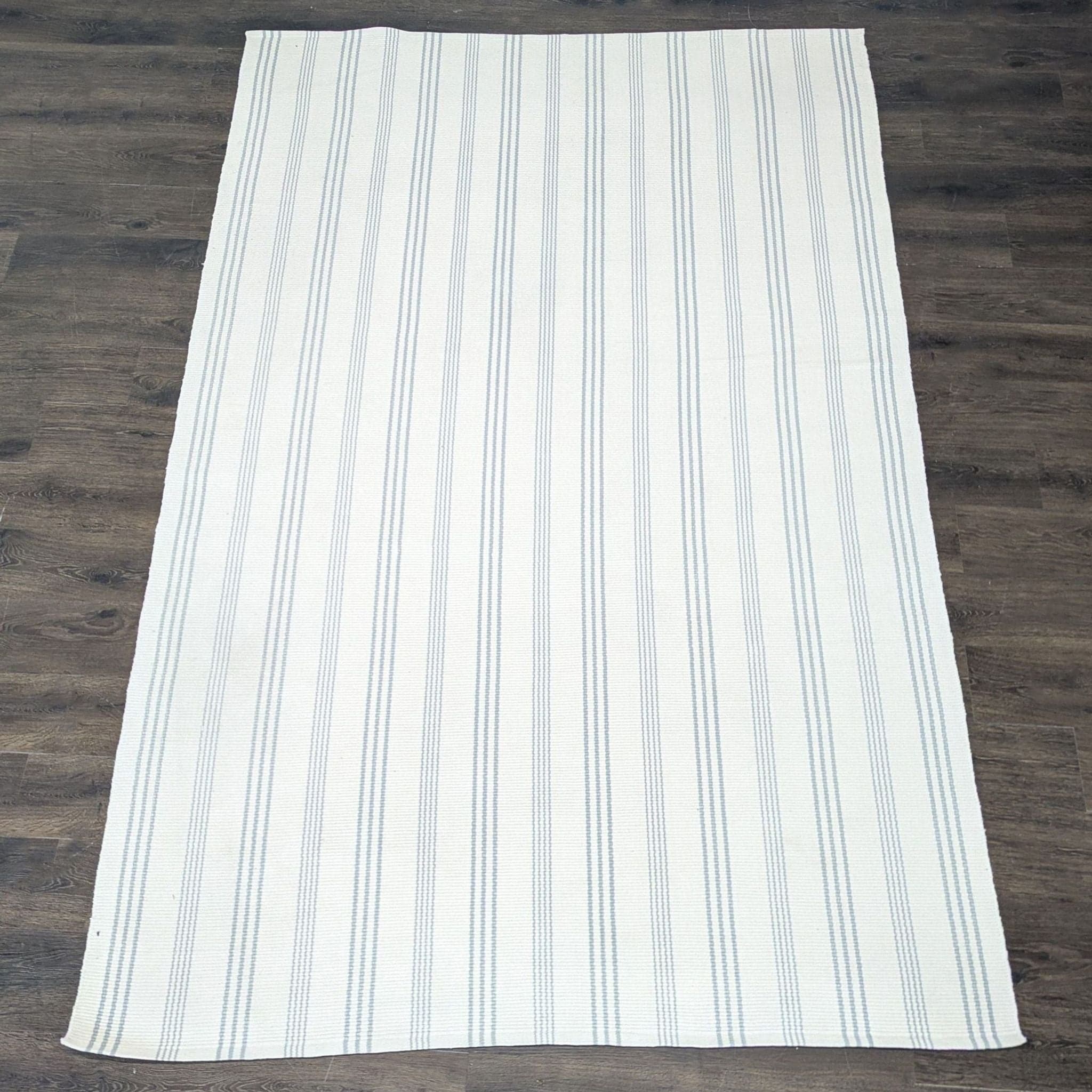 Dash and Albert Ivory & Grey Striped Flat Weave Rug - Image 1
