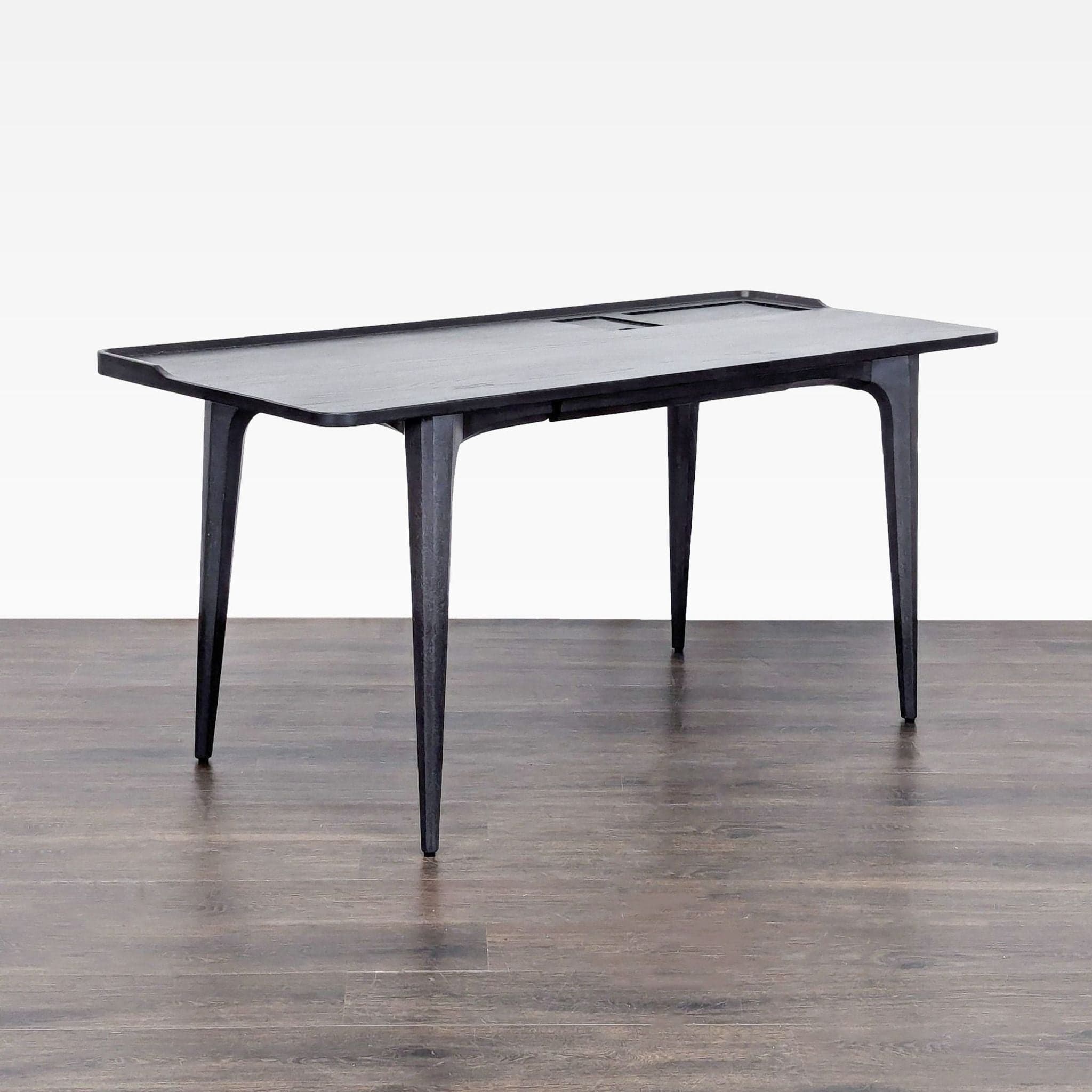 Modern Black Wood Desk with Clean Lines and Raised Edge - Thumbnail 8