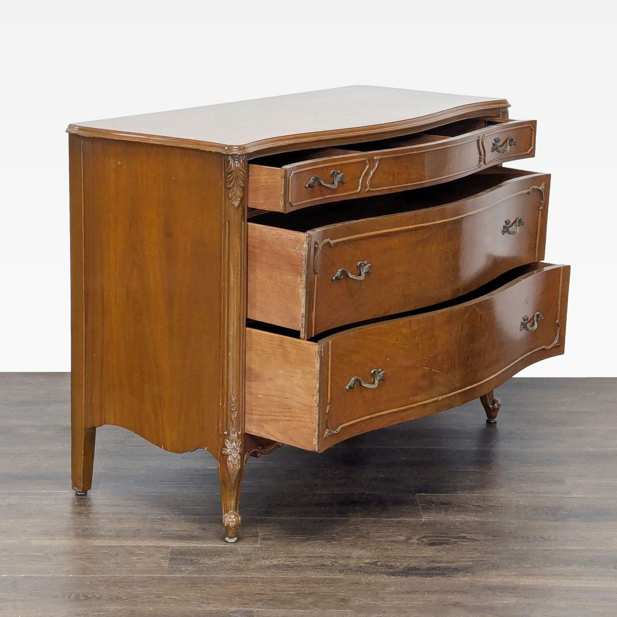 John Stuart Inc. Classic Wooden Dresser with Curved Drawers and Ornate Detailing - Thumbnail 9