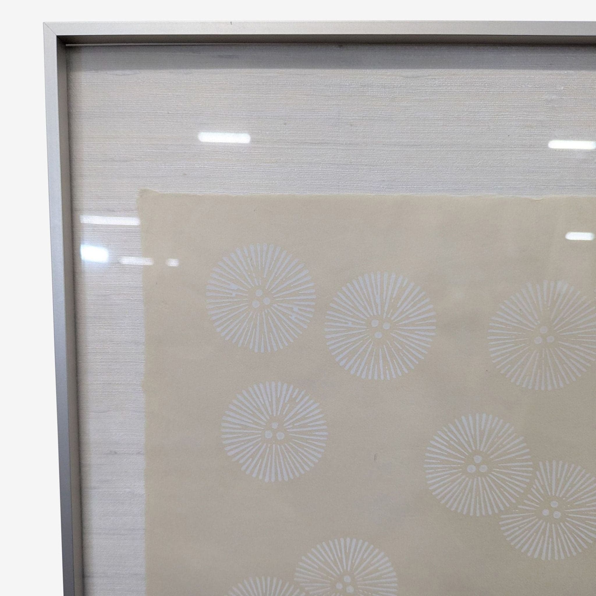 Framed Asian Ink on Silk – Minimalist Radial Pattern Composition (Abstract Circles) - Thumbnail 2
