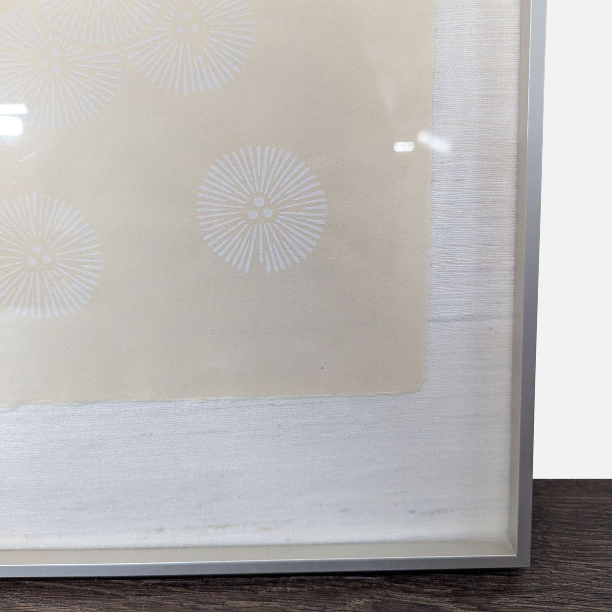 Framed Asian Ink on Silk – Minimalist Radial Pattern Composition (Abstract Circles) - Thumbnail 4
