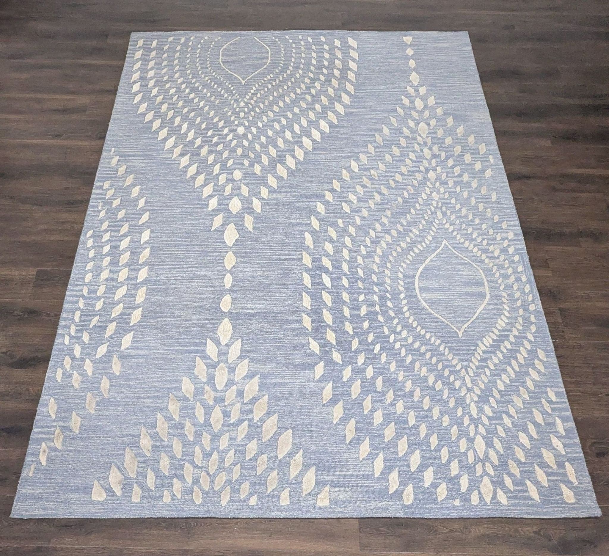 Safavieh Blue & Ivory Textured Modern 8x10 Area Rug, Elegant Leaf Pattern - Image 1