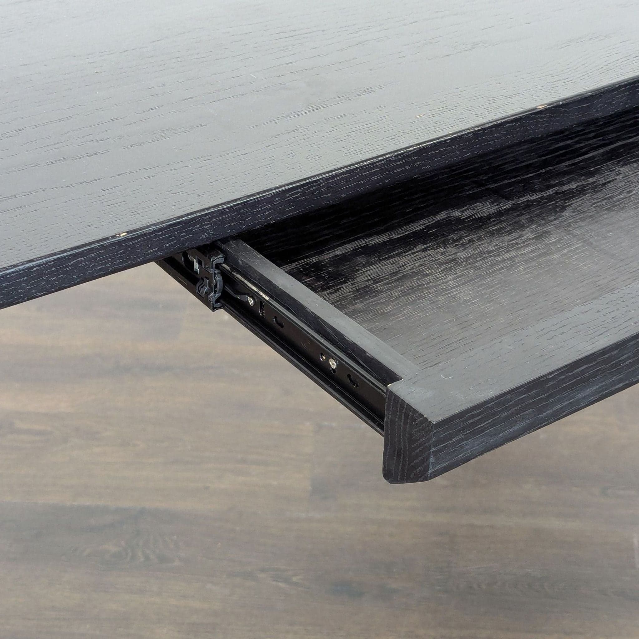 Modern Black Wood Desk with Clean Lines and Raised Edge - Thumbnail 6