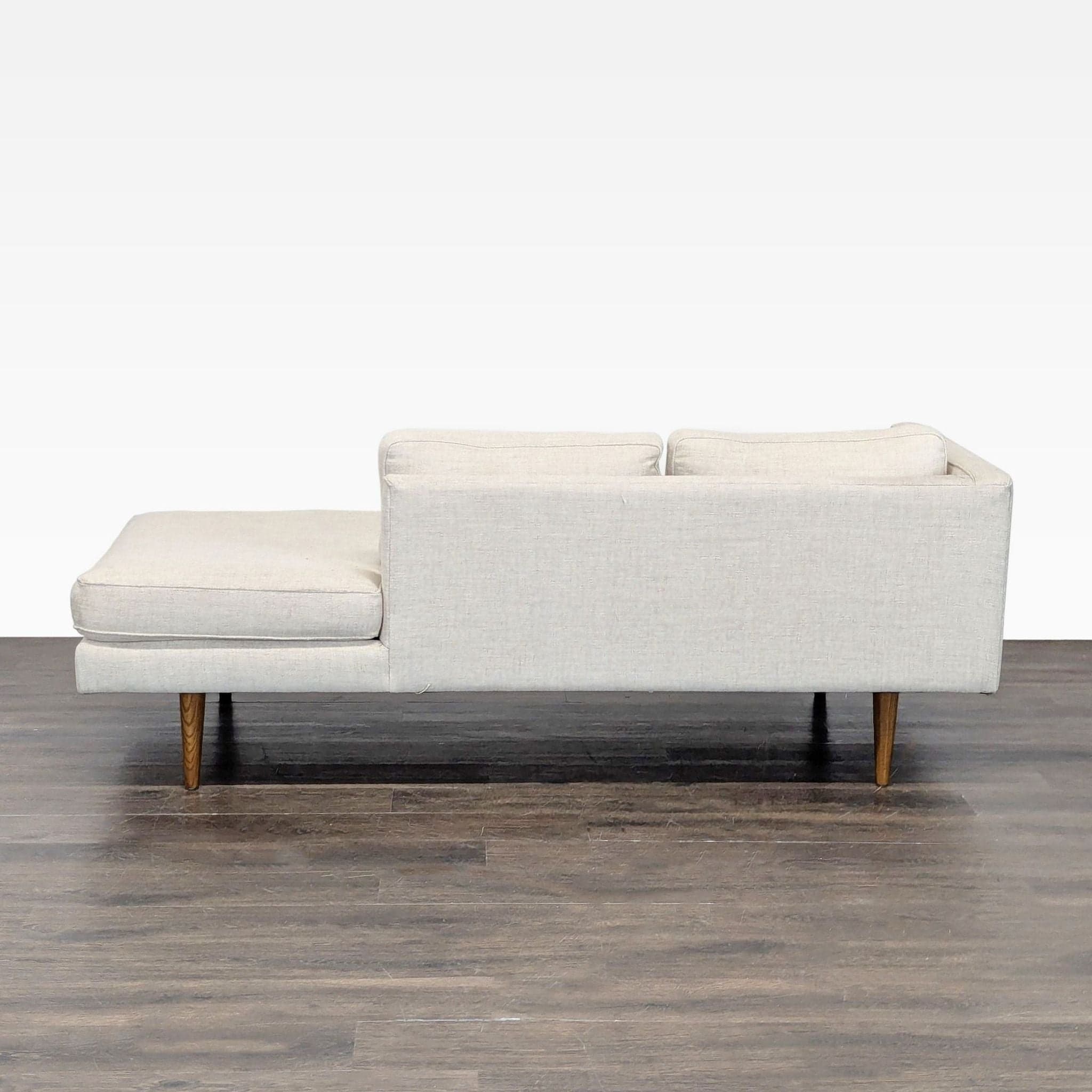 West Elm Monroe Modern Light Beige Chaise Sofa with Bolster Pillow - Thumbnail 9