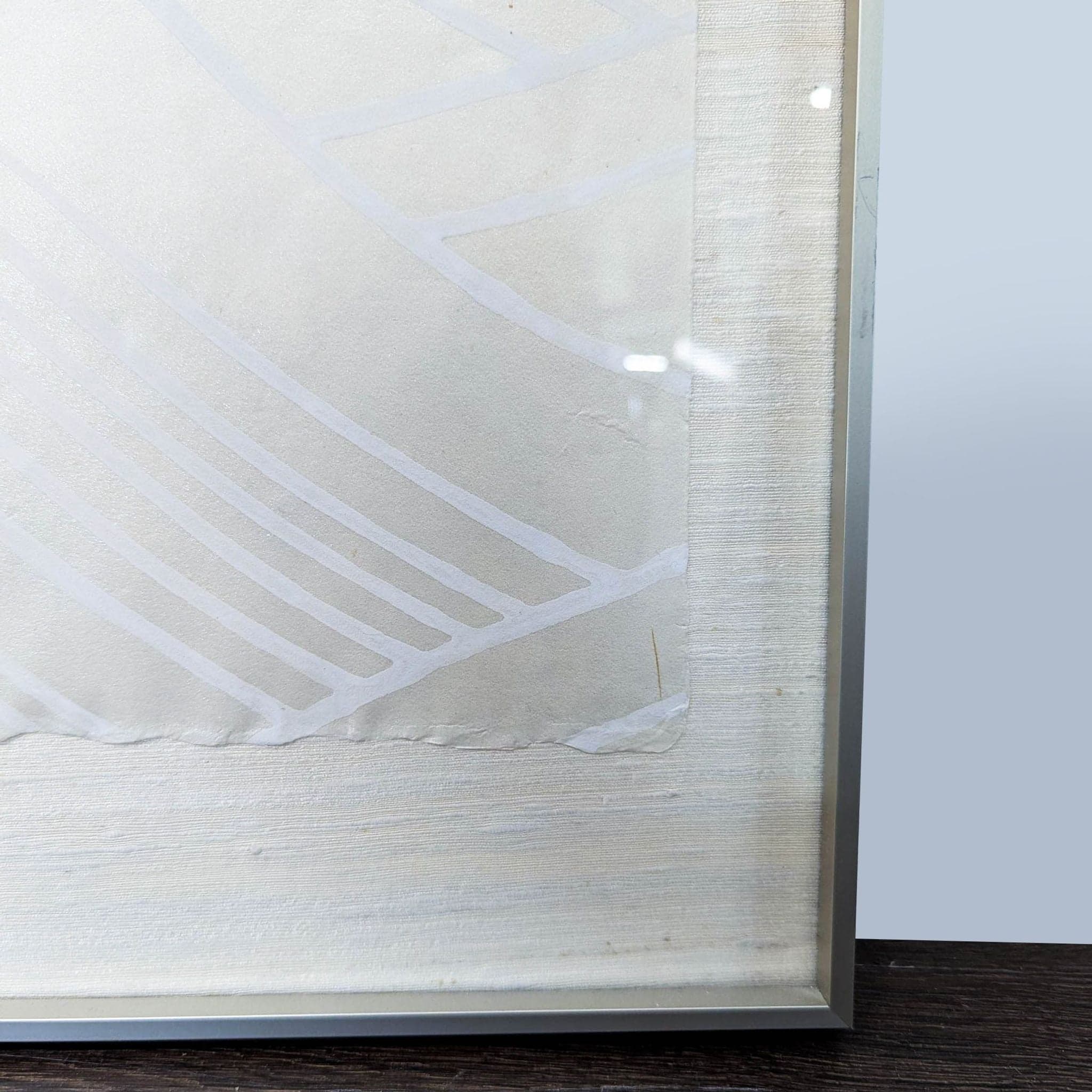 Framed Minimalist Japanese Wave Print on Silk Paper - Thumbnail 4