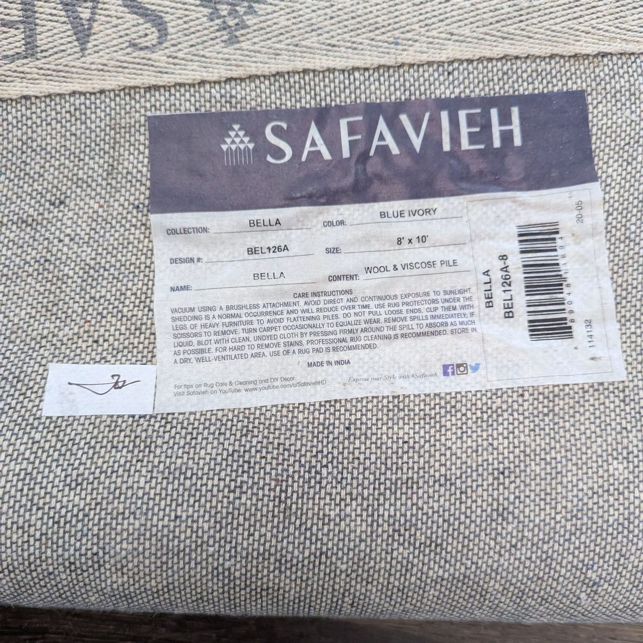 Safavieh Blue & Ivory Textured Modern 8x10 Area Rug, Elegant Leaf Pattern - Thumbnail 3