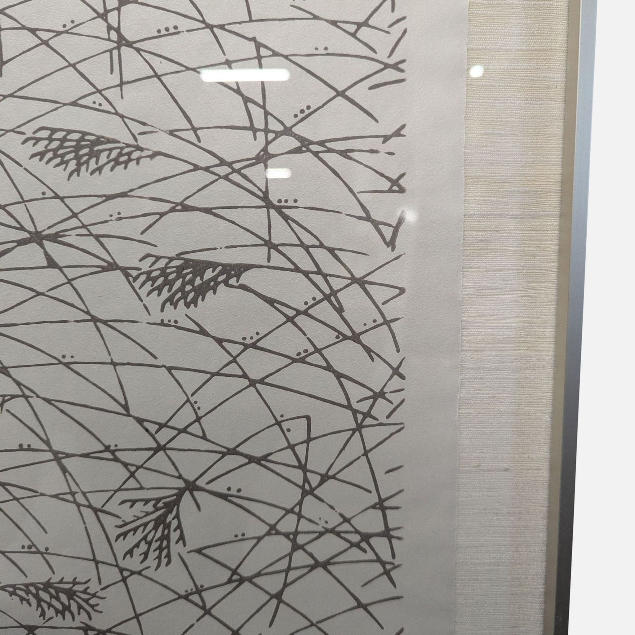 Framed Asian Ink on Silk – Minimalist Reed Landscape w/ Artist Seal - Thumbnail 5