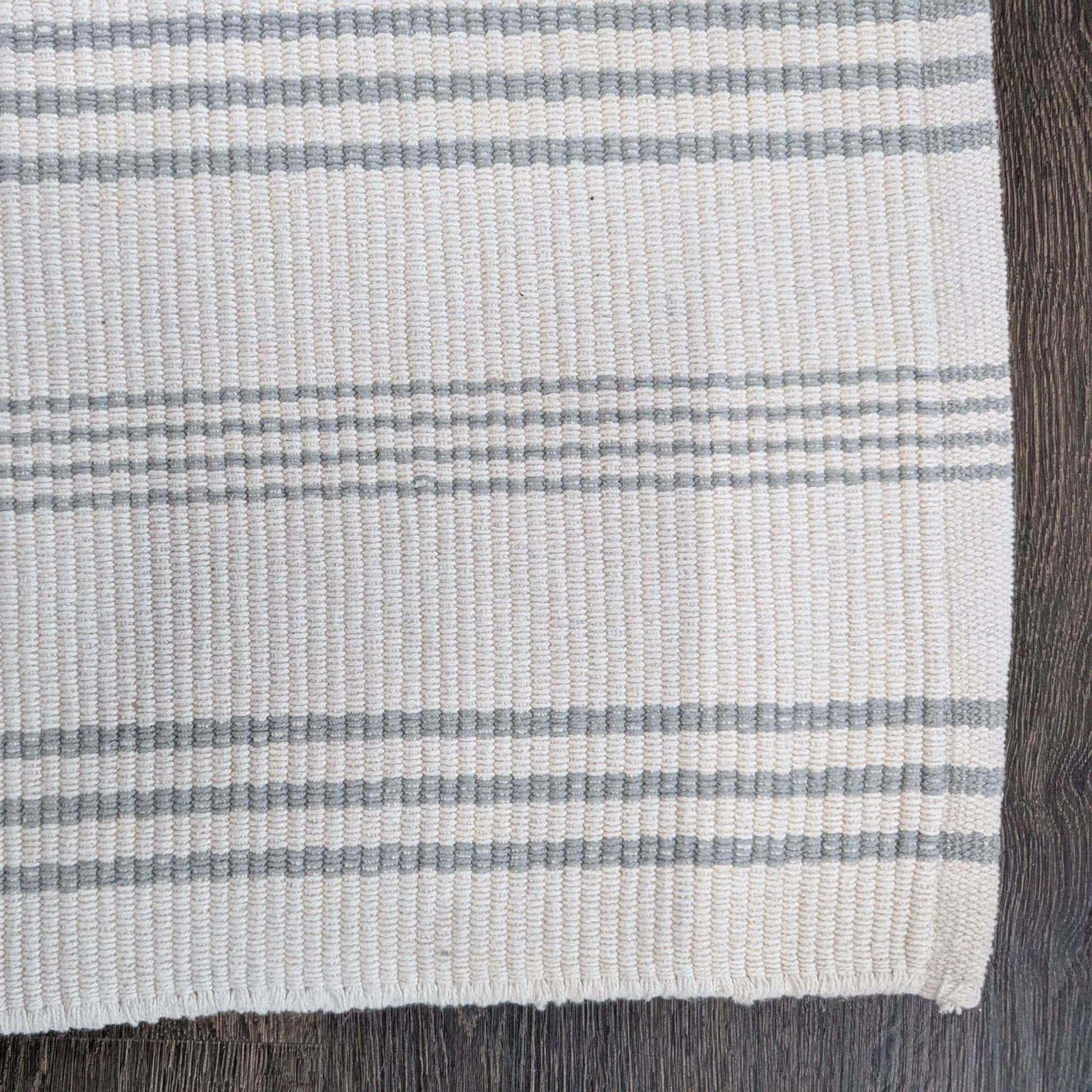 Dash and Albert Ivory & Grey Striped Flat Weave Rug - Thumbnail 4