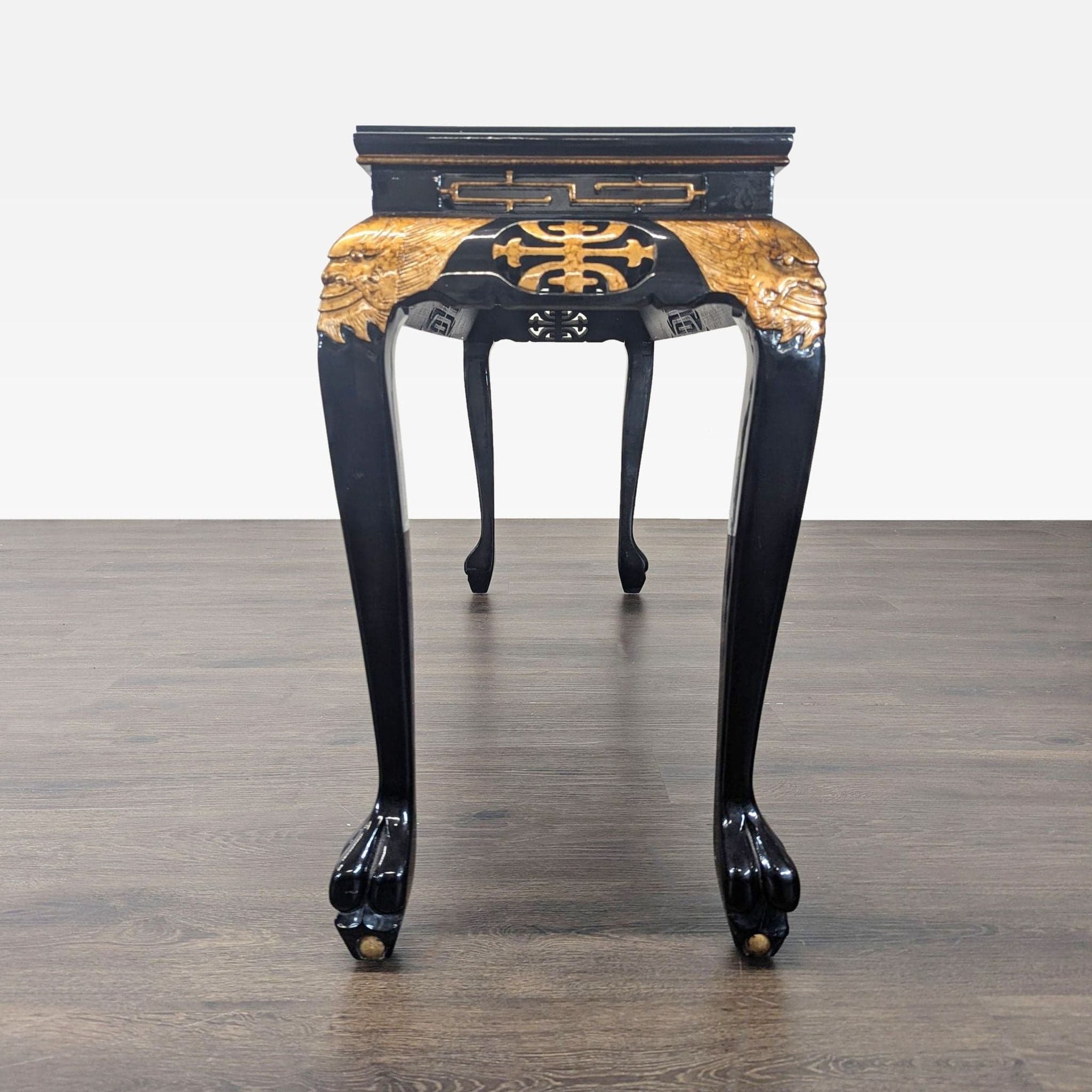 Custom Black Lacquer Chinoiserie Console Table - Thumbnail 4