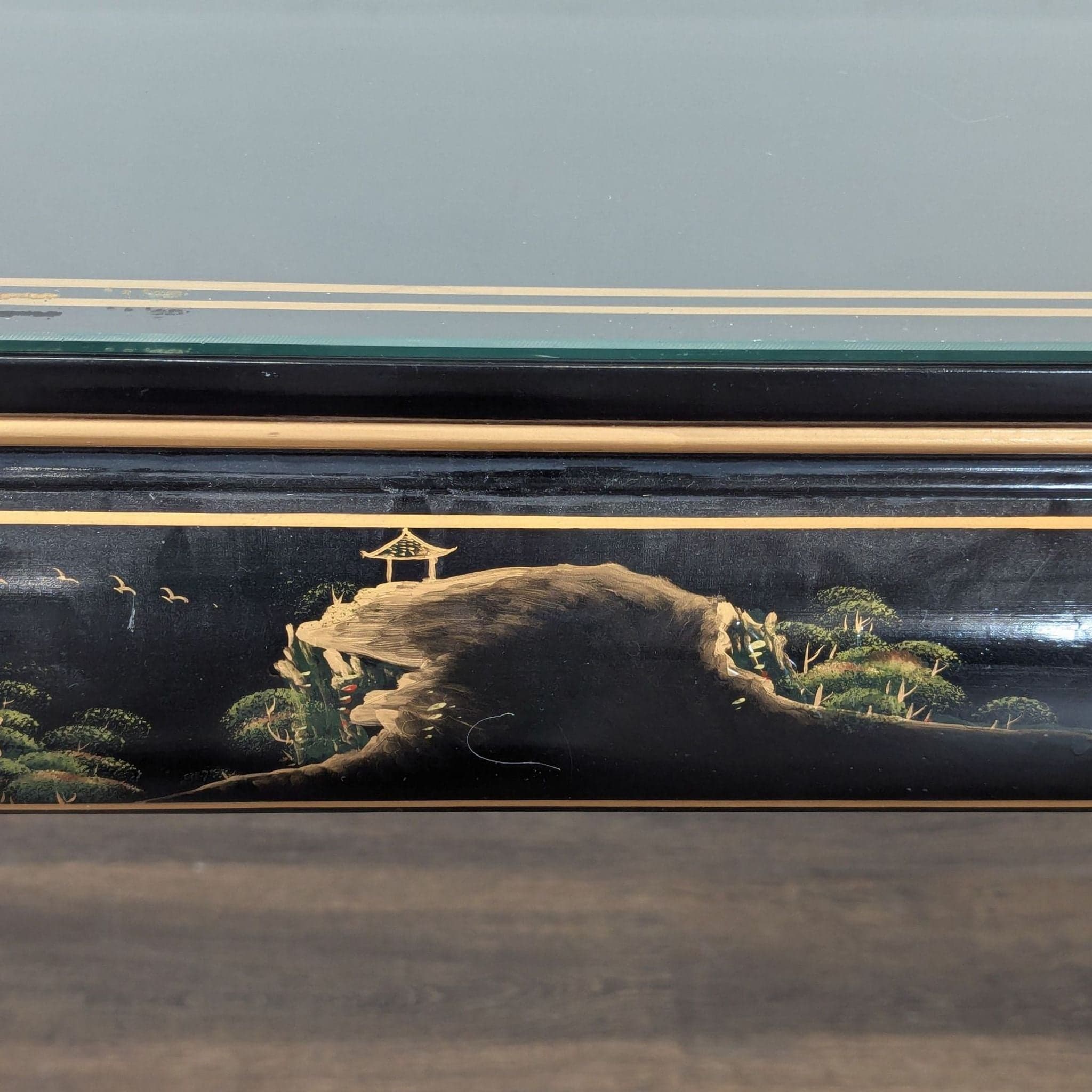 Custom Black Lacquer Chinoiserie Console Table - Thumbnail 3