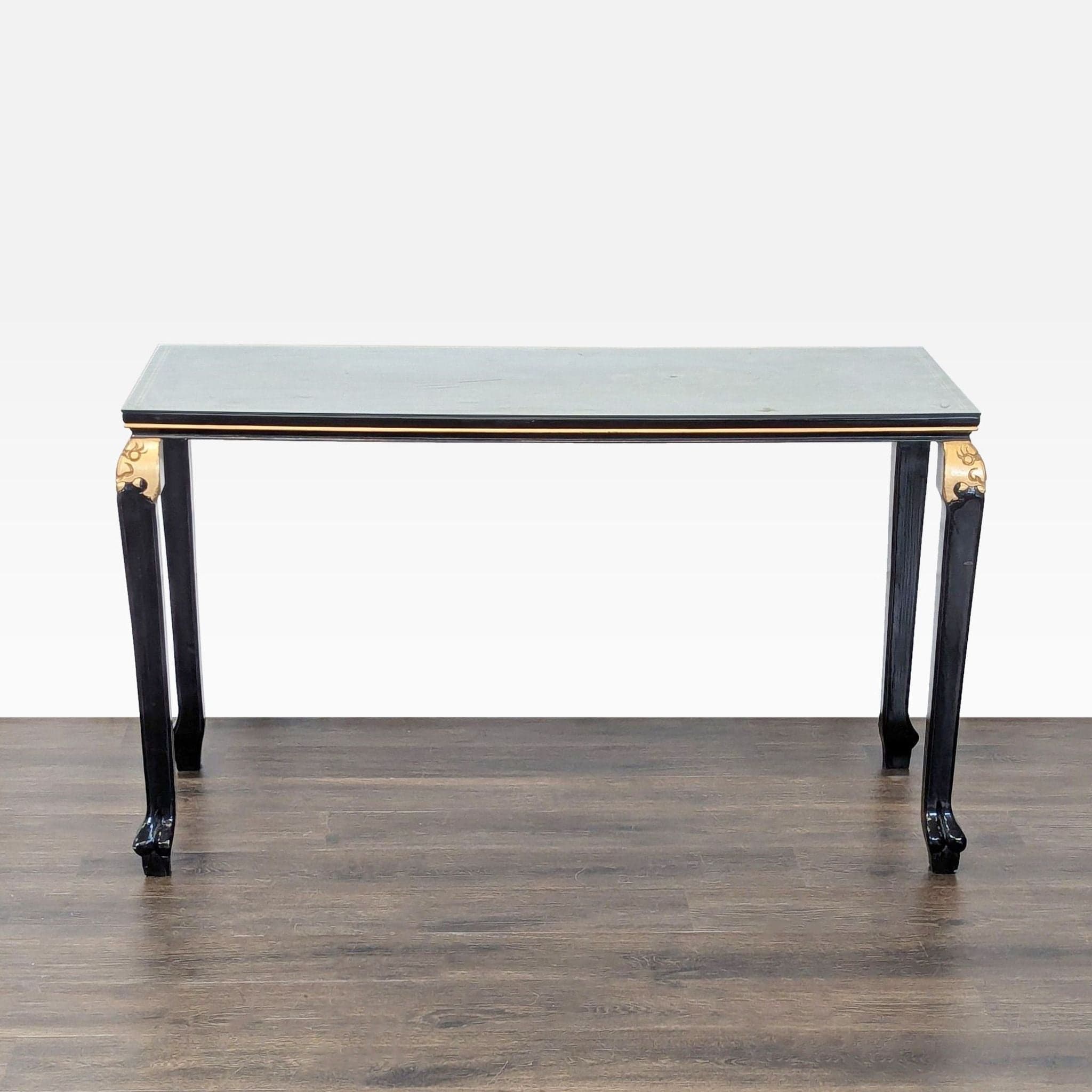Custom Black Lacquer Chinoiserie Console Table - Image 1