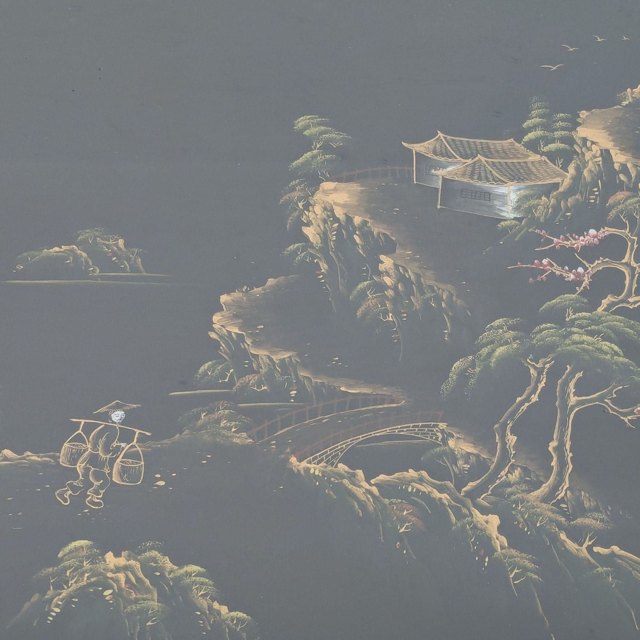 Custom Black Lacquer Chinoiserie Console Table - Thumbnail 5