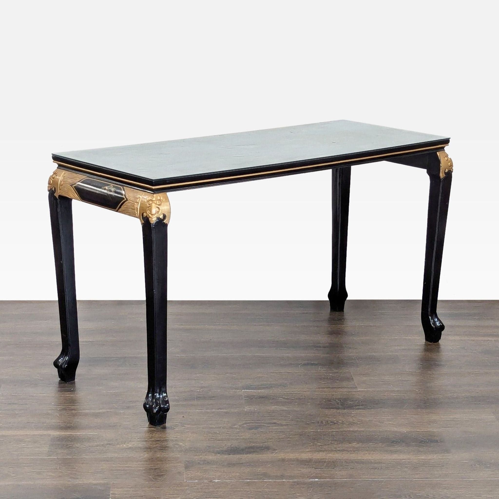 Custom Black Lacquer Chinoiserie Console Table - Thumbnail 2