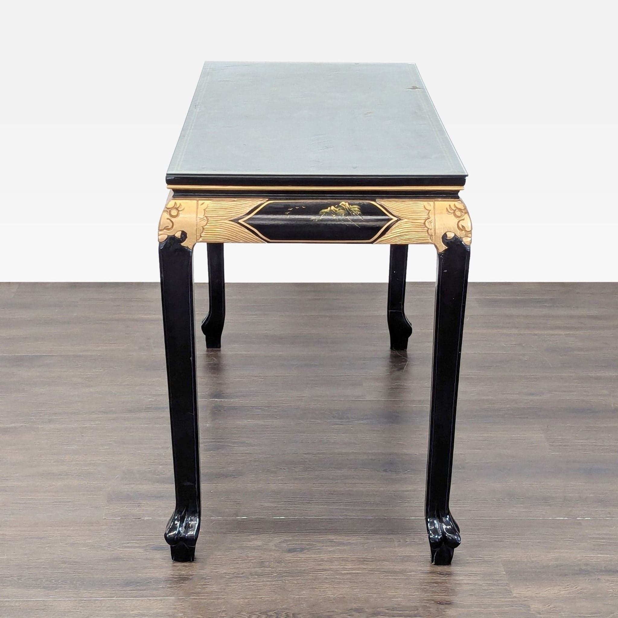 Custom Black Lacquer Chinoiserie Console Table - Thumbnail 8