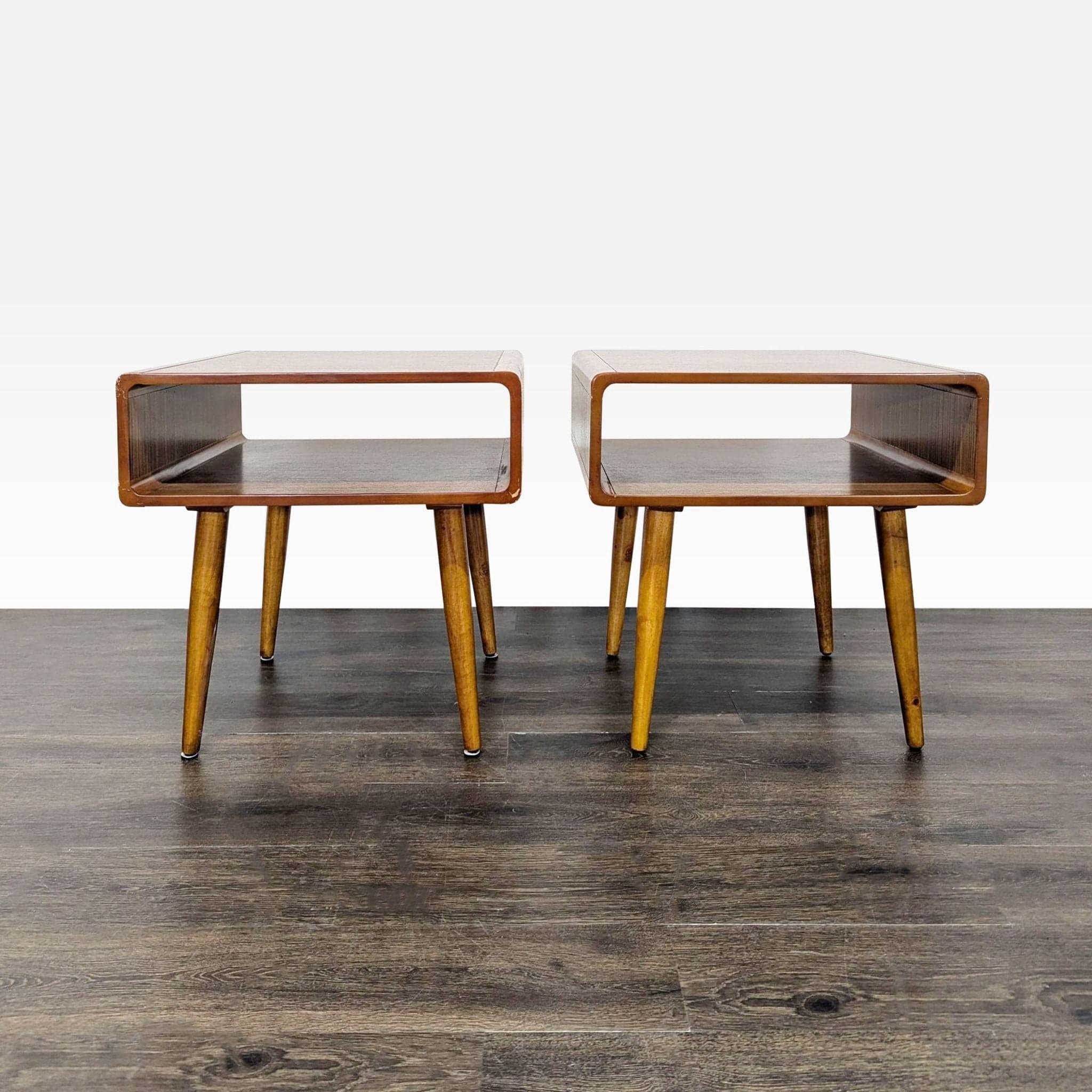 Pair of Mid-Century Open Shelf Nightstands - Image 1