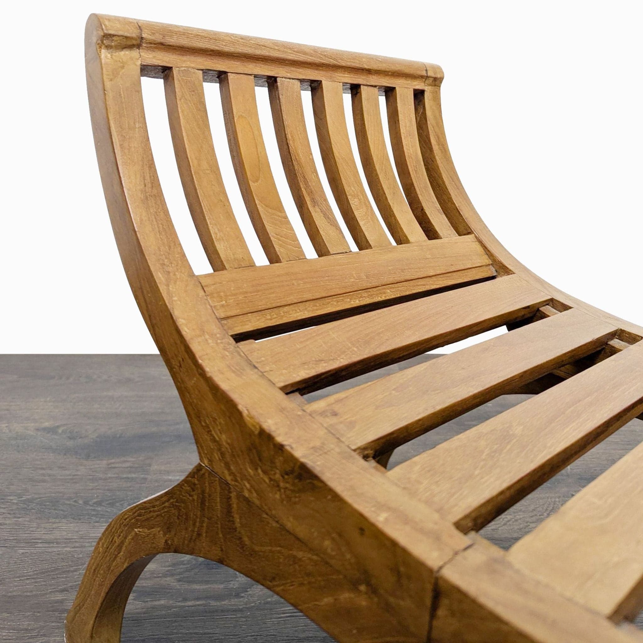 Mid-Century Style Slatted Wood Bench - Thumbnail 5