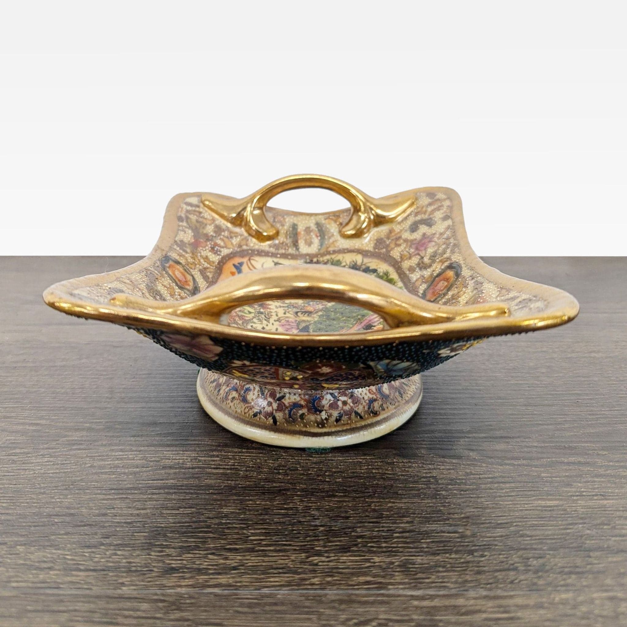 Vintage Japanese Royal Satsuma Footed Dish - Thumbnail 4