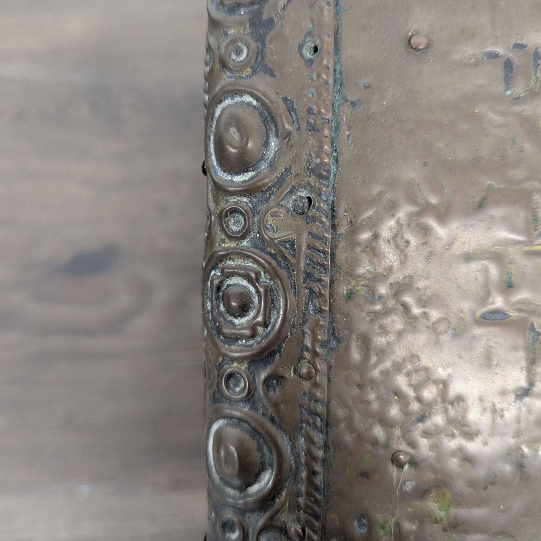 Antique Embossed Metal Firewood/Coal Box - Thumbnail 7