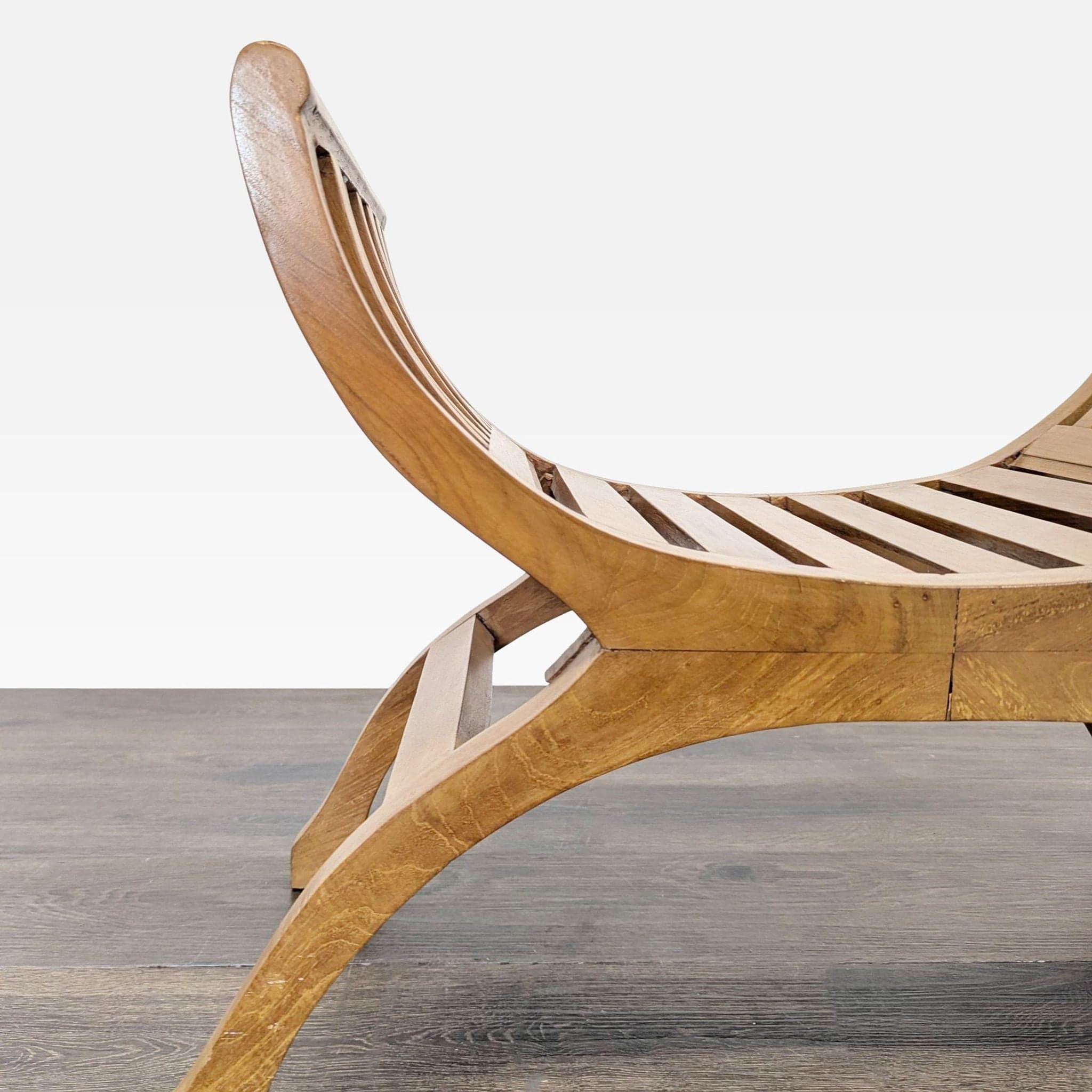 Mid-Century Style Slatted Wood Bench - Thumbnail 2