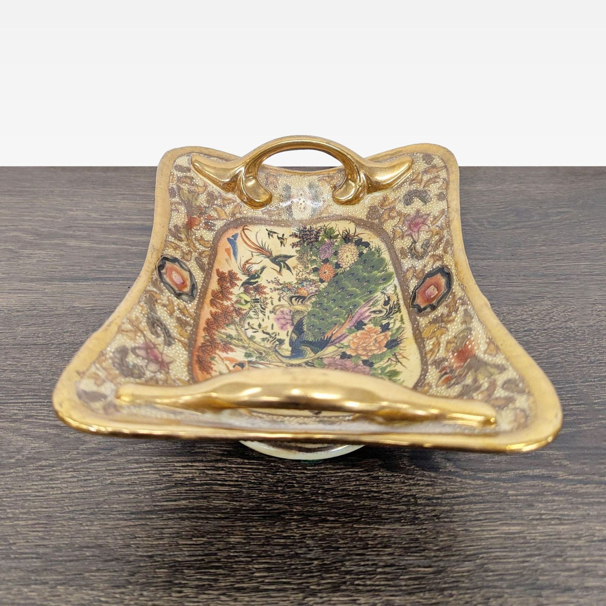 Vintage Japanese Royal Satsuma Footed Dish - Thumbnail 3